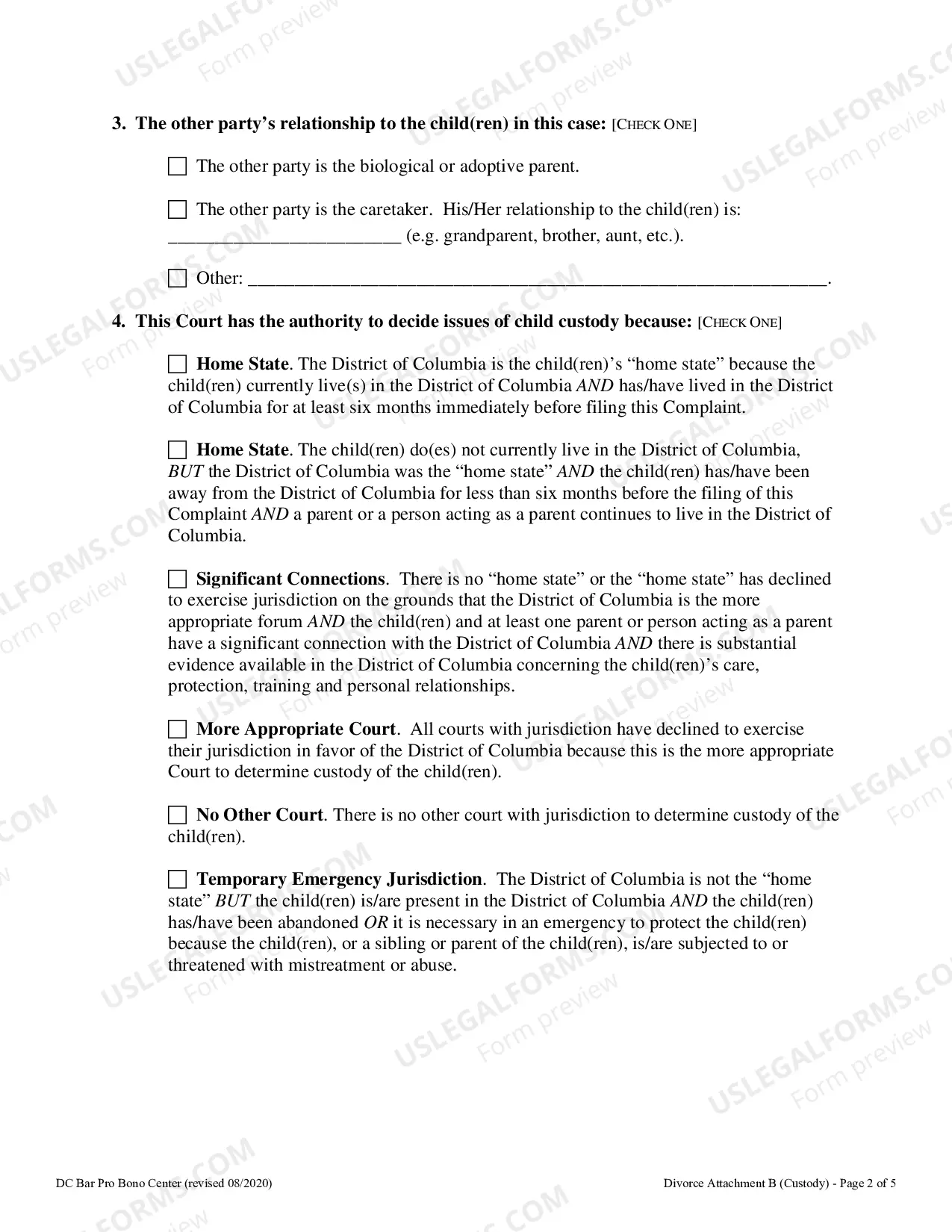 Preview Attachment B - Required Information for Custody