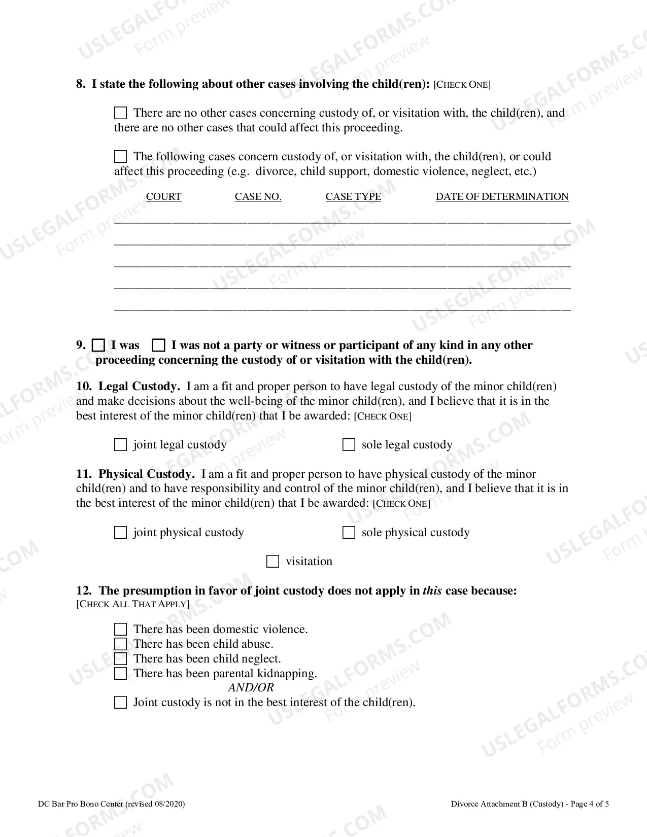 Preview Attachment B - Required Information for Custody