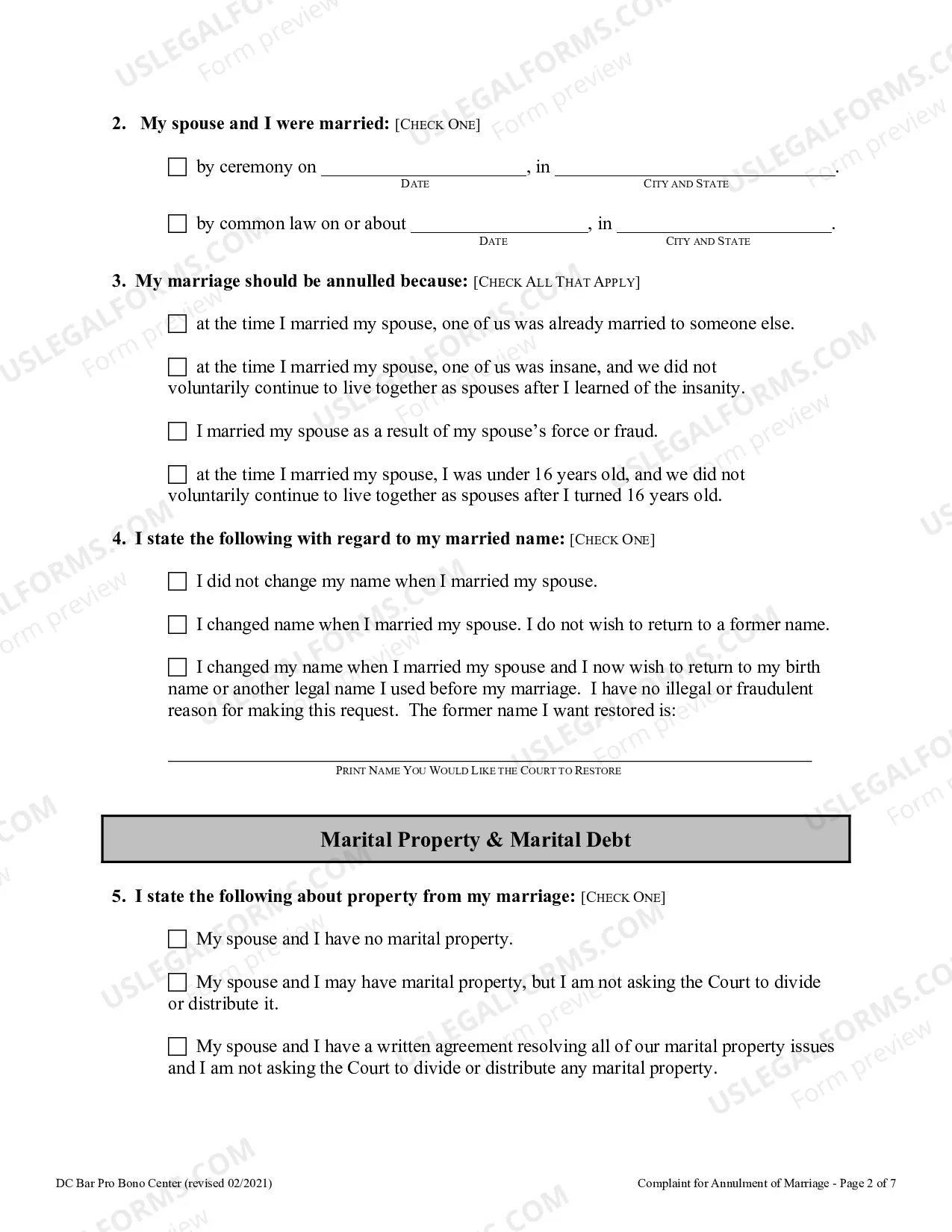 Preview Complaint for Annulment of Marriage