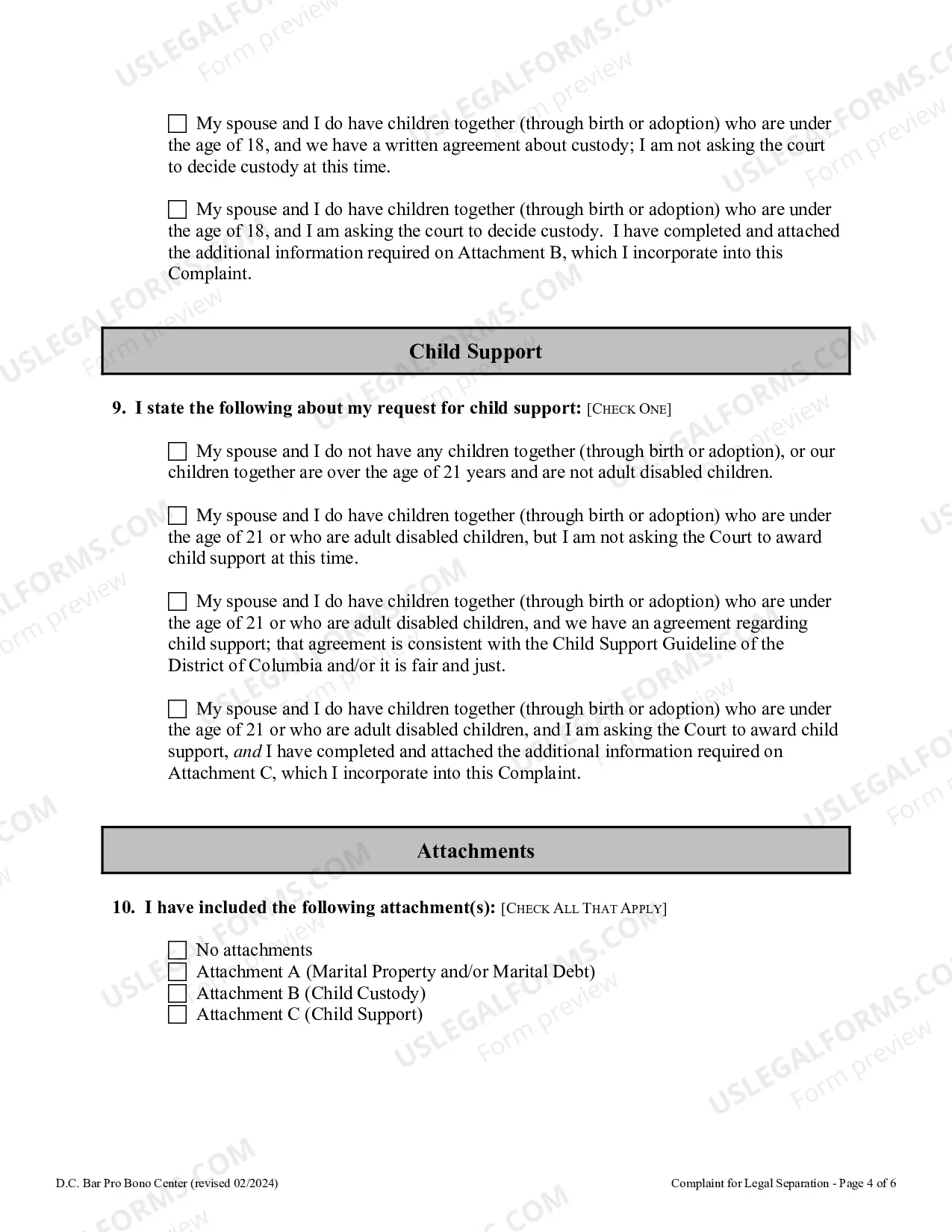 Preview Complaint for Legal Separation
