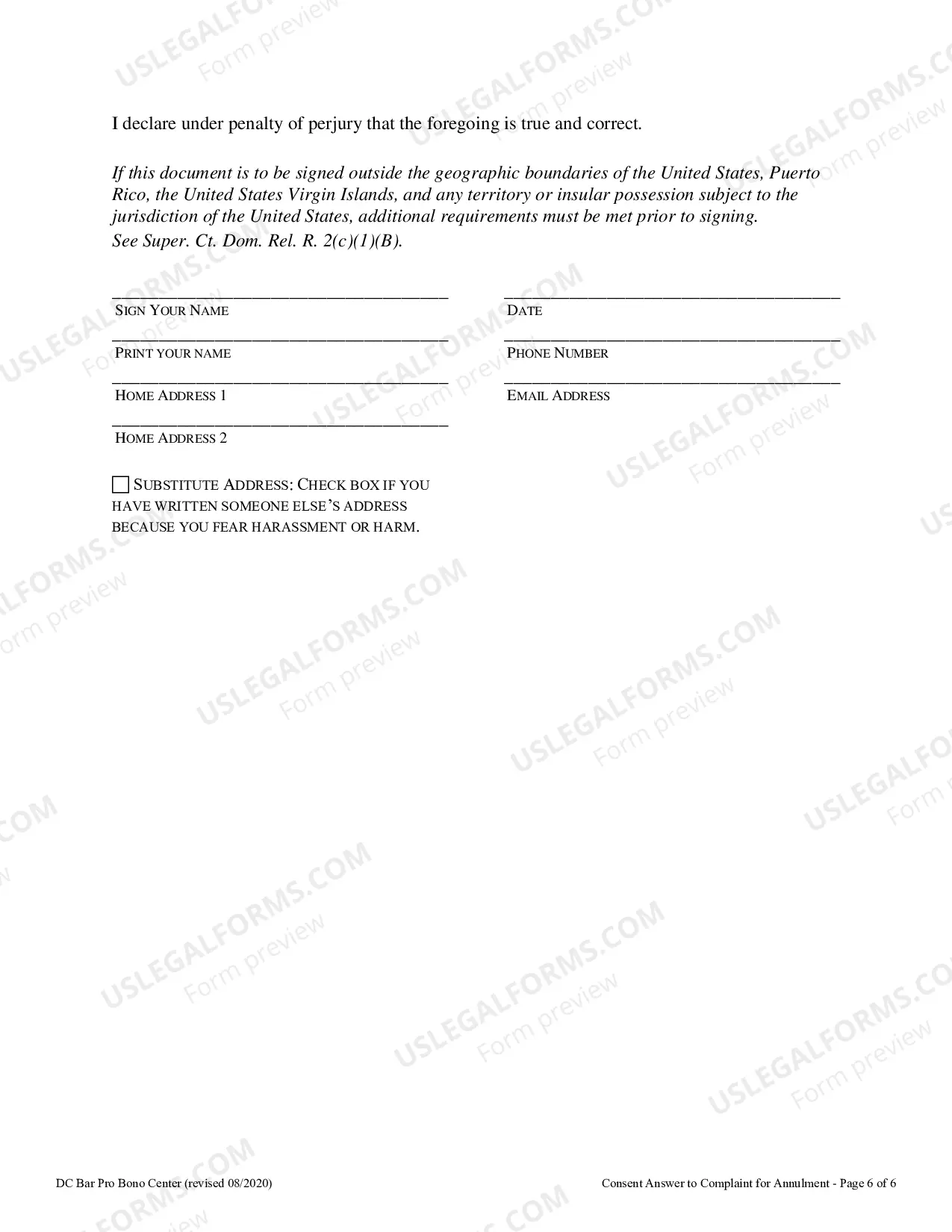Preview Consent Answer to Complaint for Annulment of Marriage