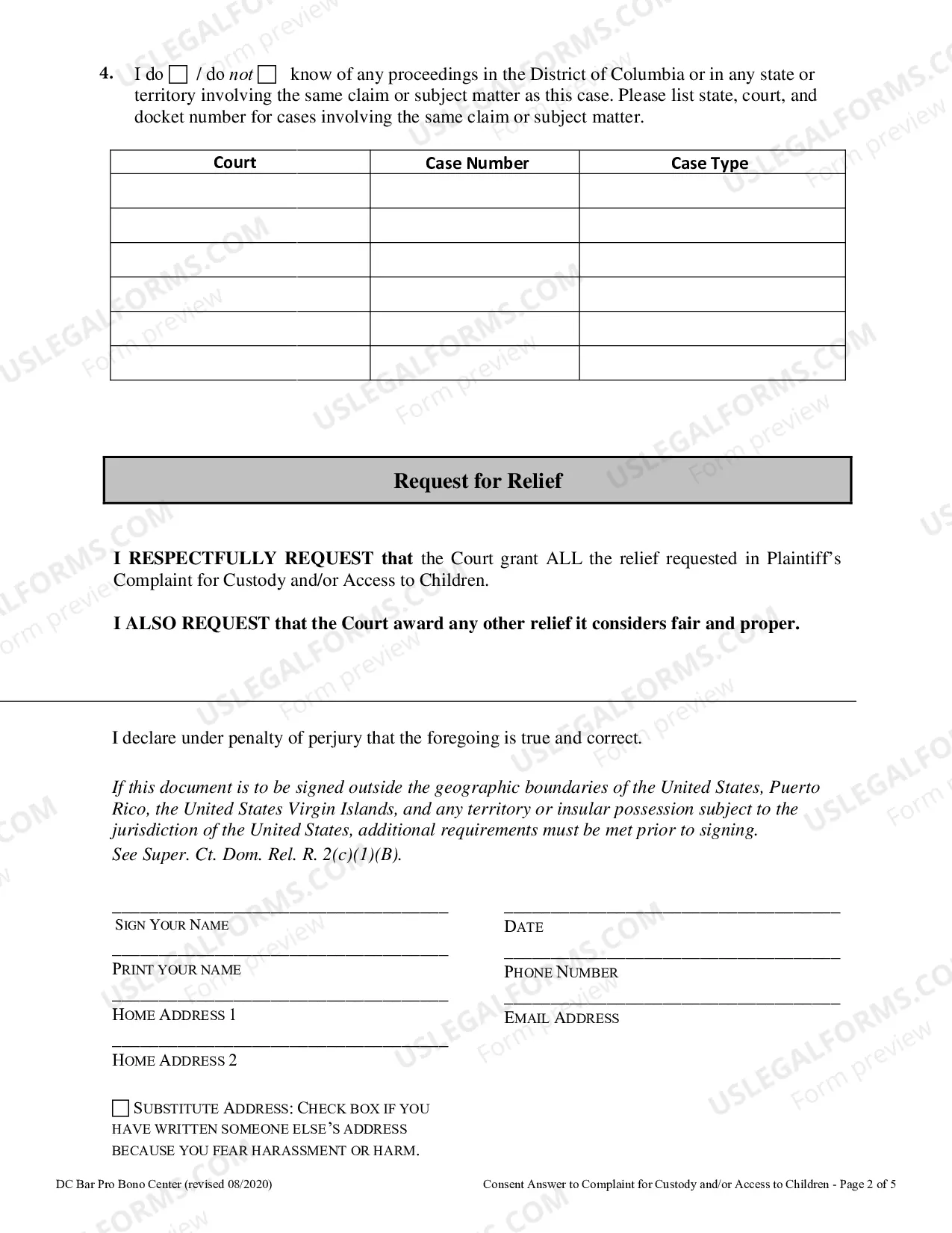 Preview Consent Answer To Complaint For Custody and Or Access To Children