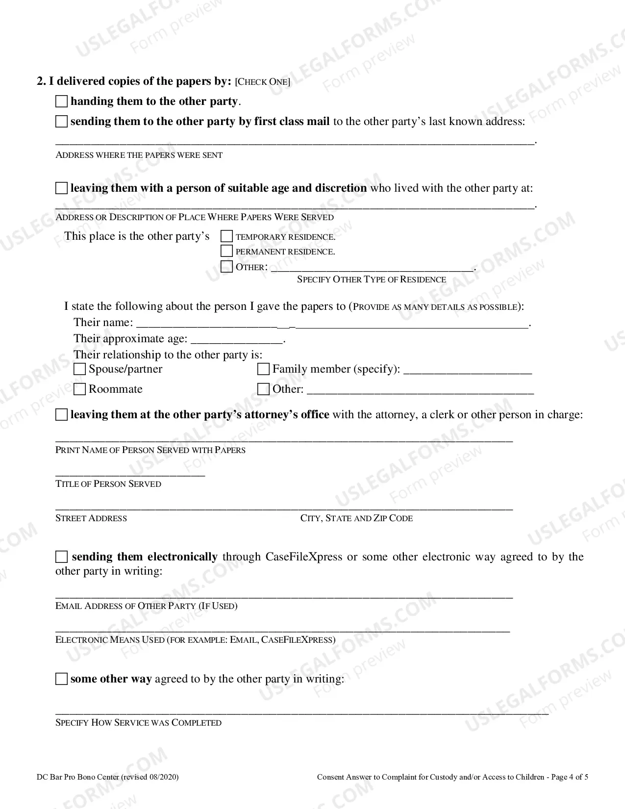 Preview Consent Answer To Complaint For Custody and Or Access To Children