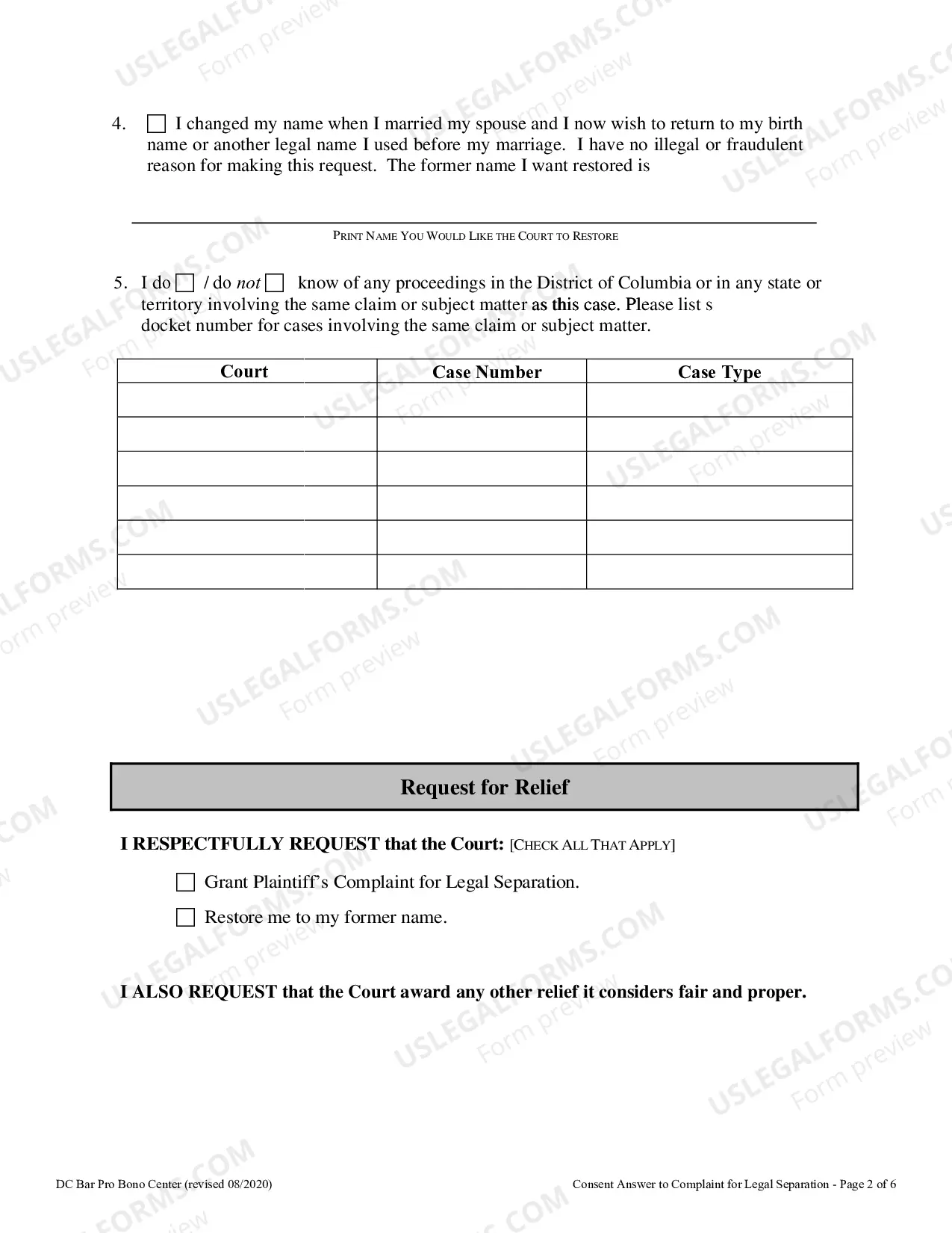 Preview Consent Answer to Complaint for Legal Separation