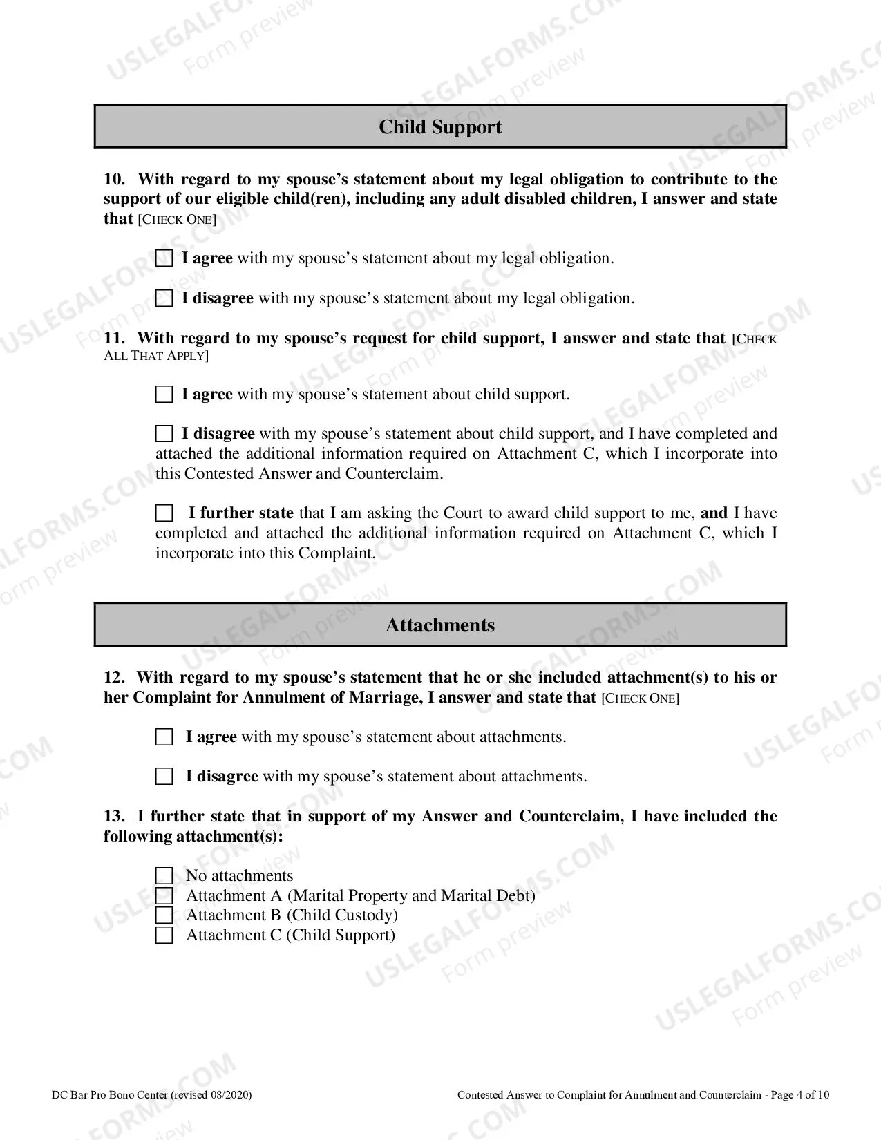 Preview Contested Answer to Complaint for Annulment and Counterclaim