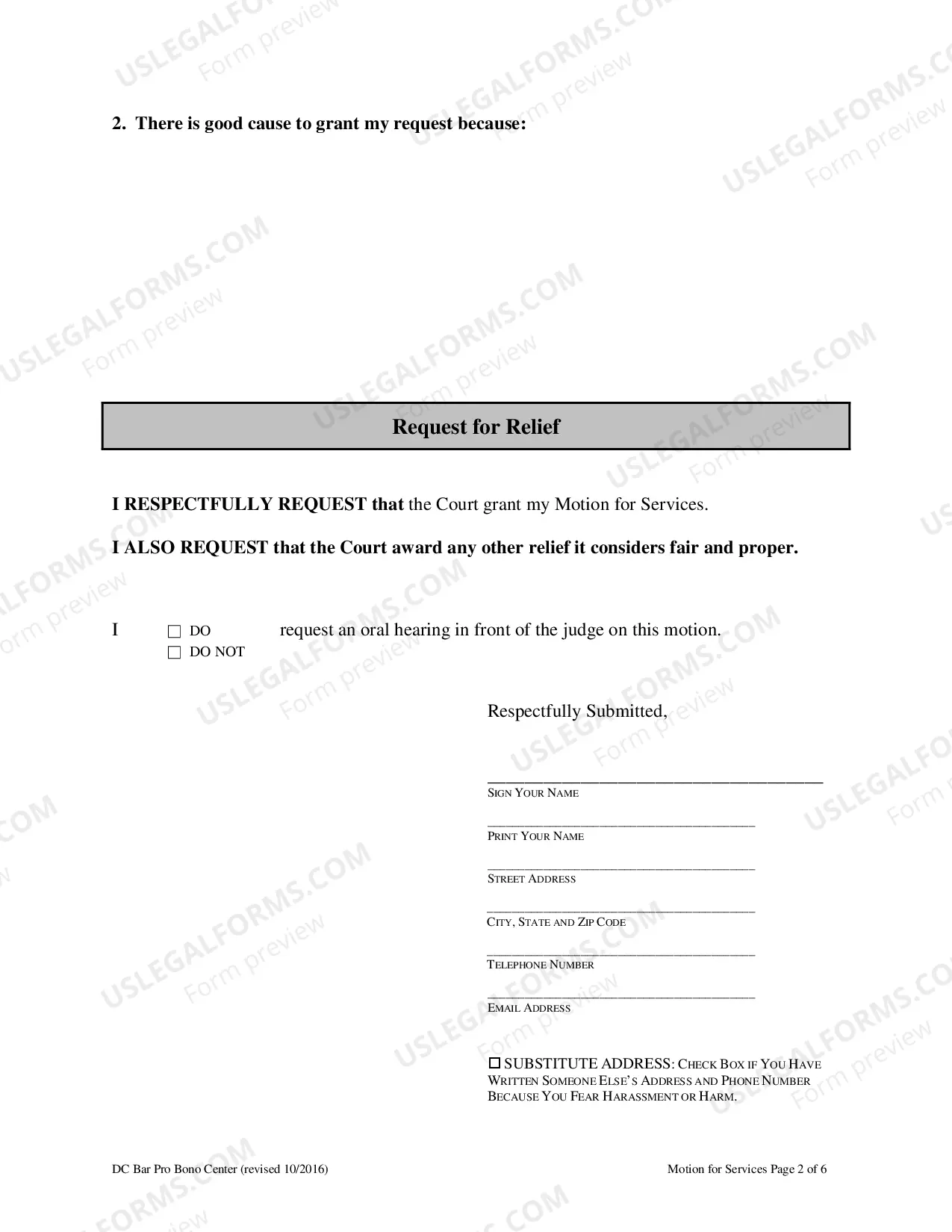 Preview Motion for Services