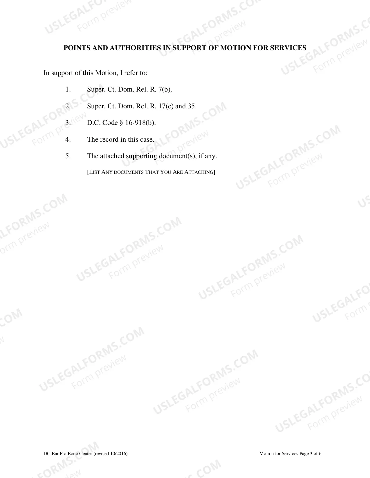 Preview Motion for Services