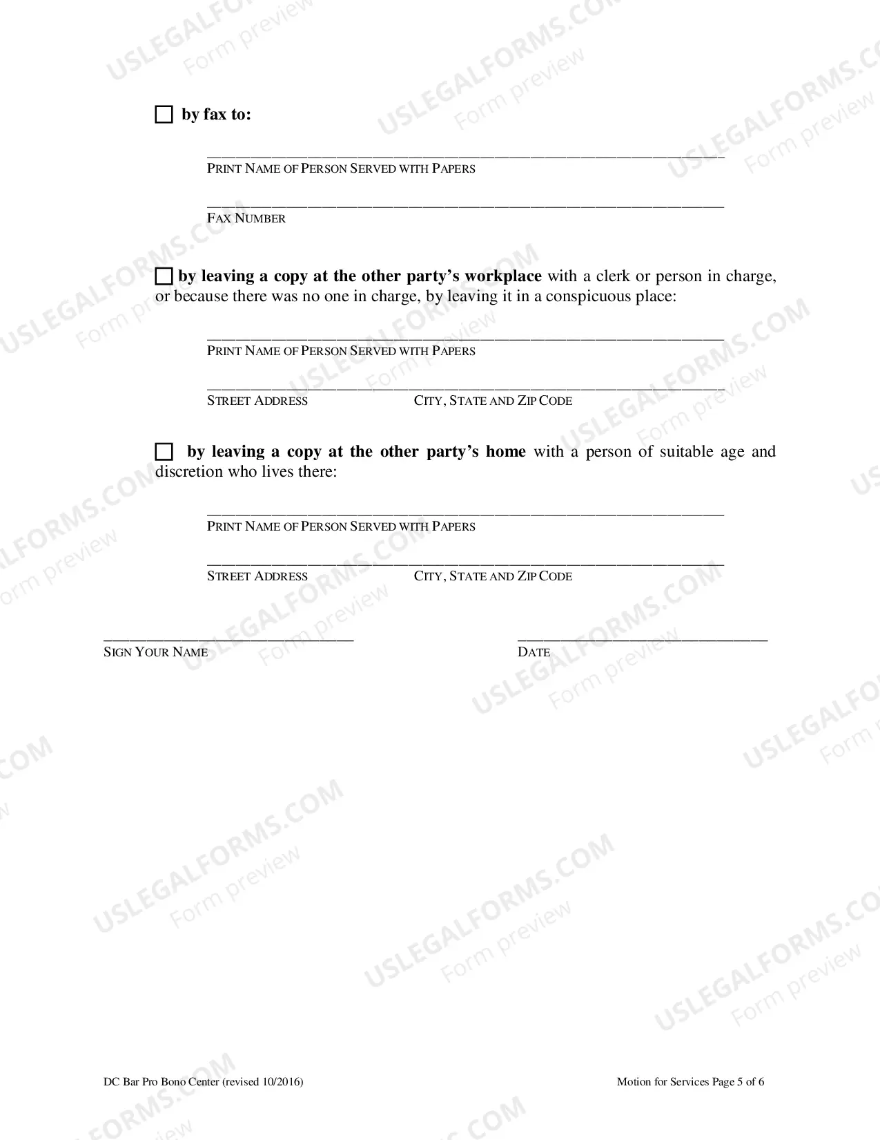Preview Motion for Services