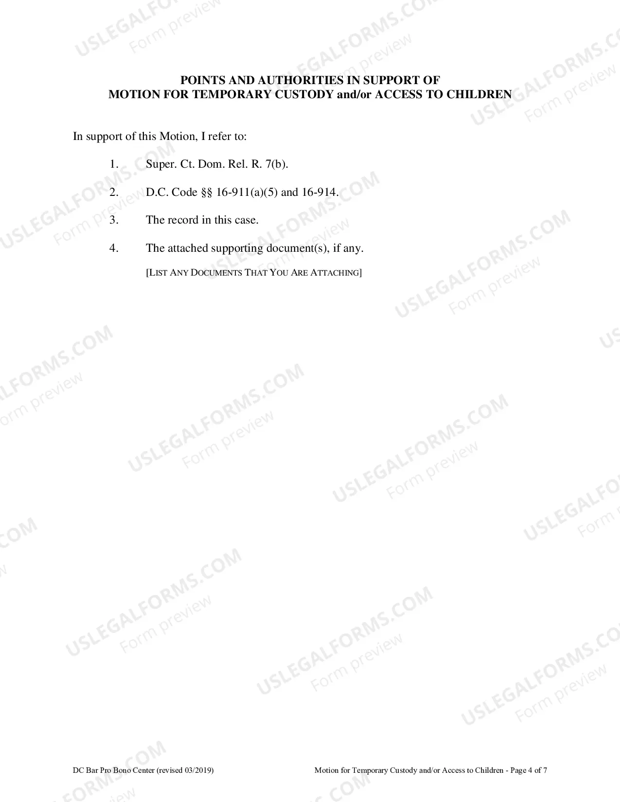 Preview Motion for Temporary Custody and or Access to Children