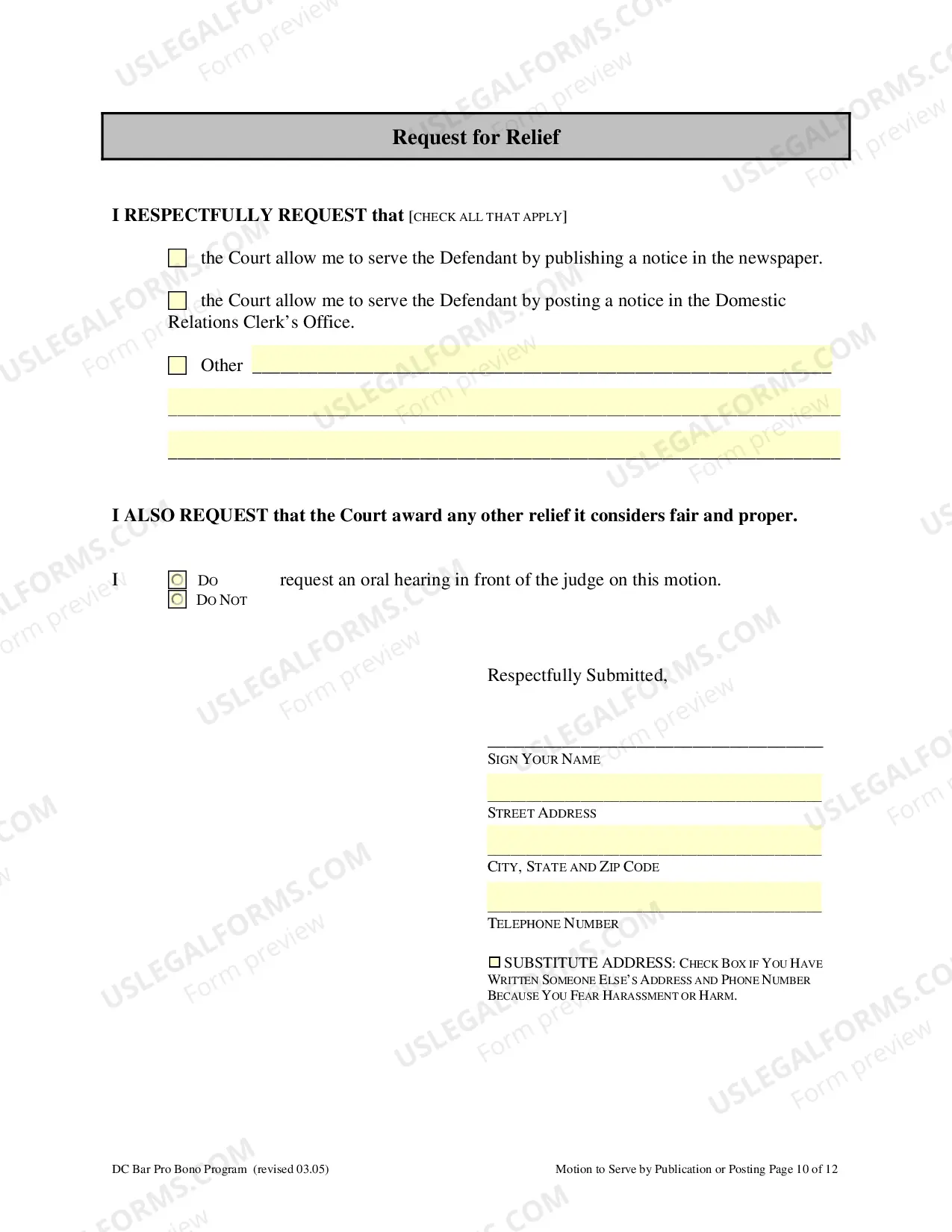 Preview Motion to Allow Service by Publication or Posting including Absent Defendant Locator Worksheet