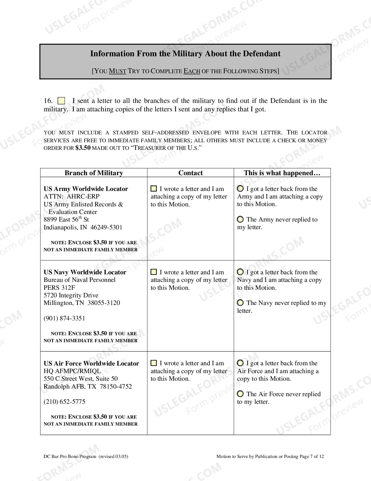 Preview Motion to Allow Service by Publication or Posting including Absent Defendant Locator Worksheet