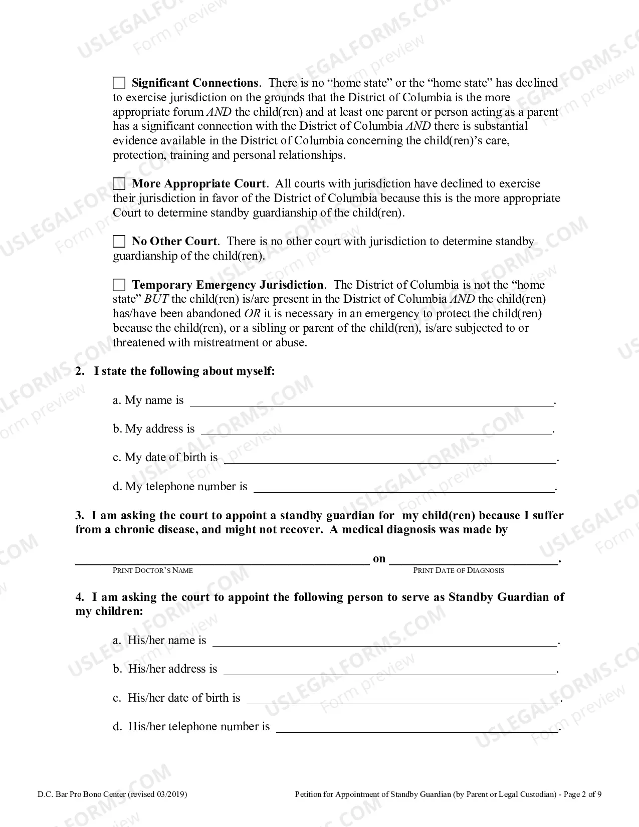 Preview Petition for Appointment of Standby Guardian - by Parent or Legal Custodian