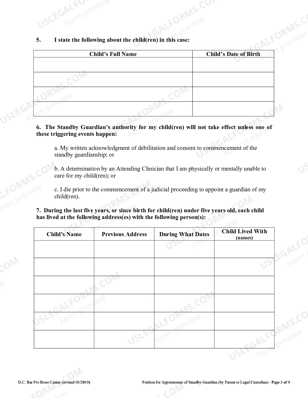 Preview Petition for Appointment of Standby Guardian - by Parent or Legal Custodian