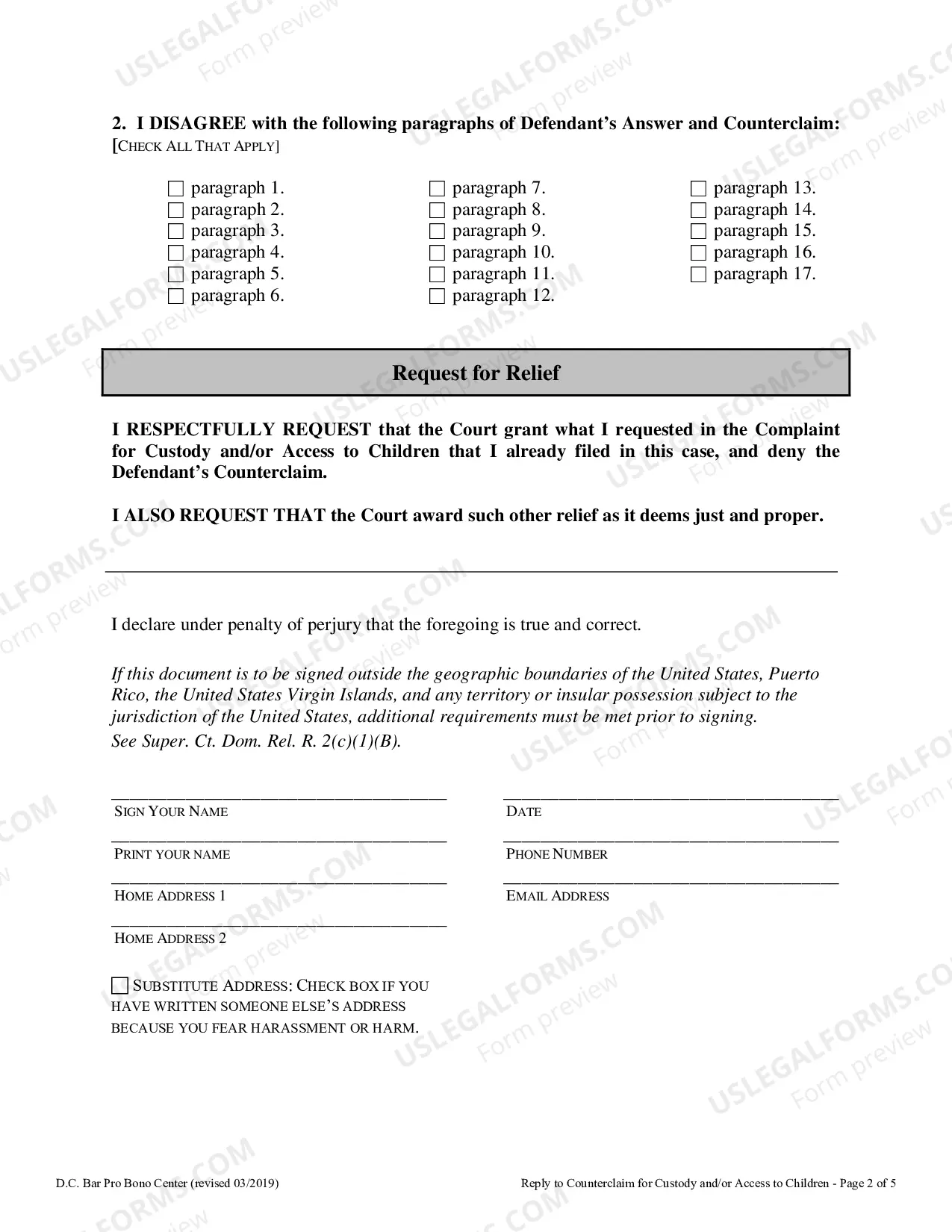 Preview Reply to Counterclaim for Custody and or Access to Children