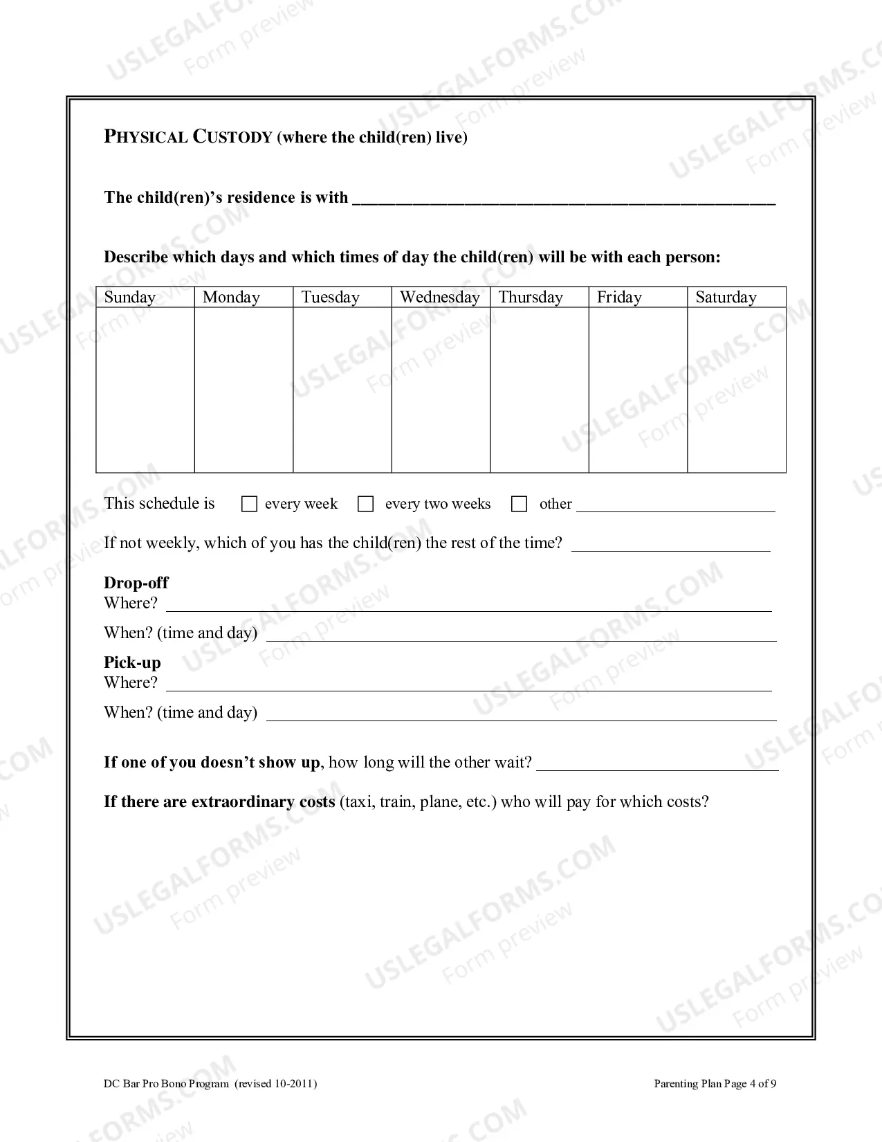 Preview Parenting Plan