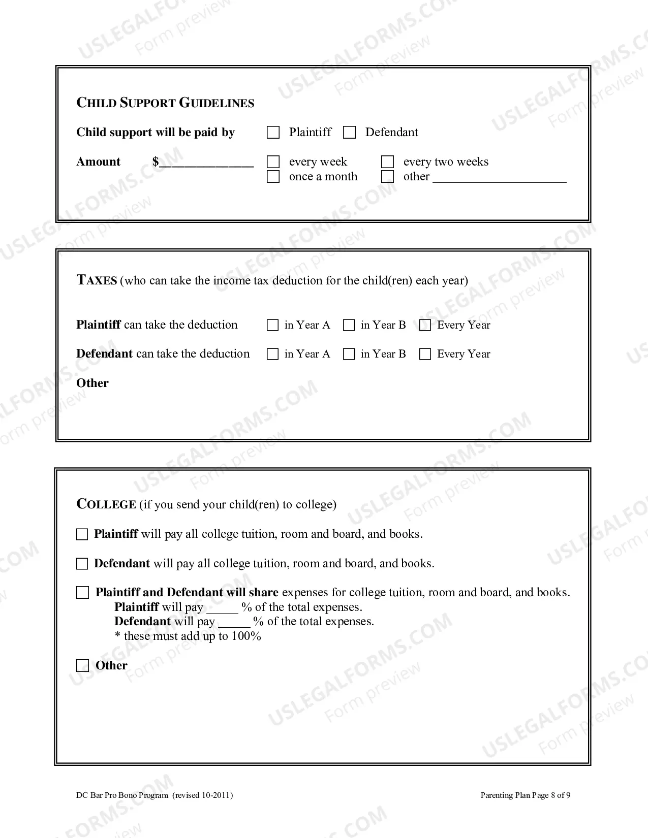 Preview Parenting Plan