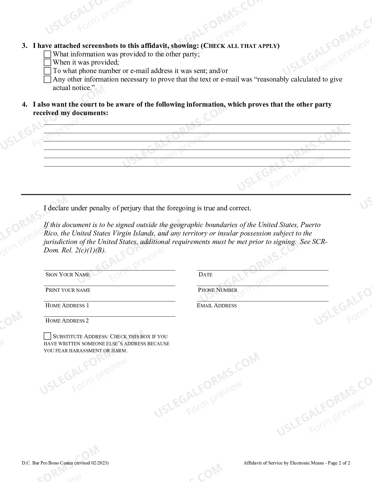 Preview Affidavit of Service by Electronic Means
