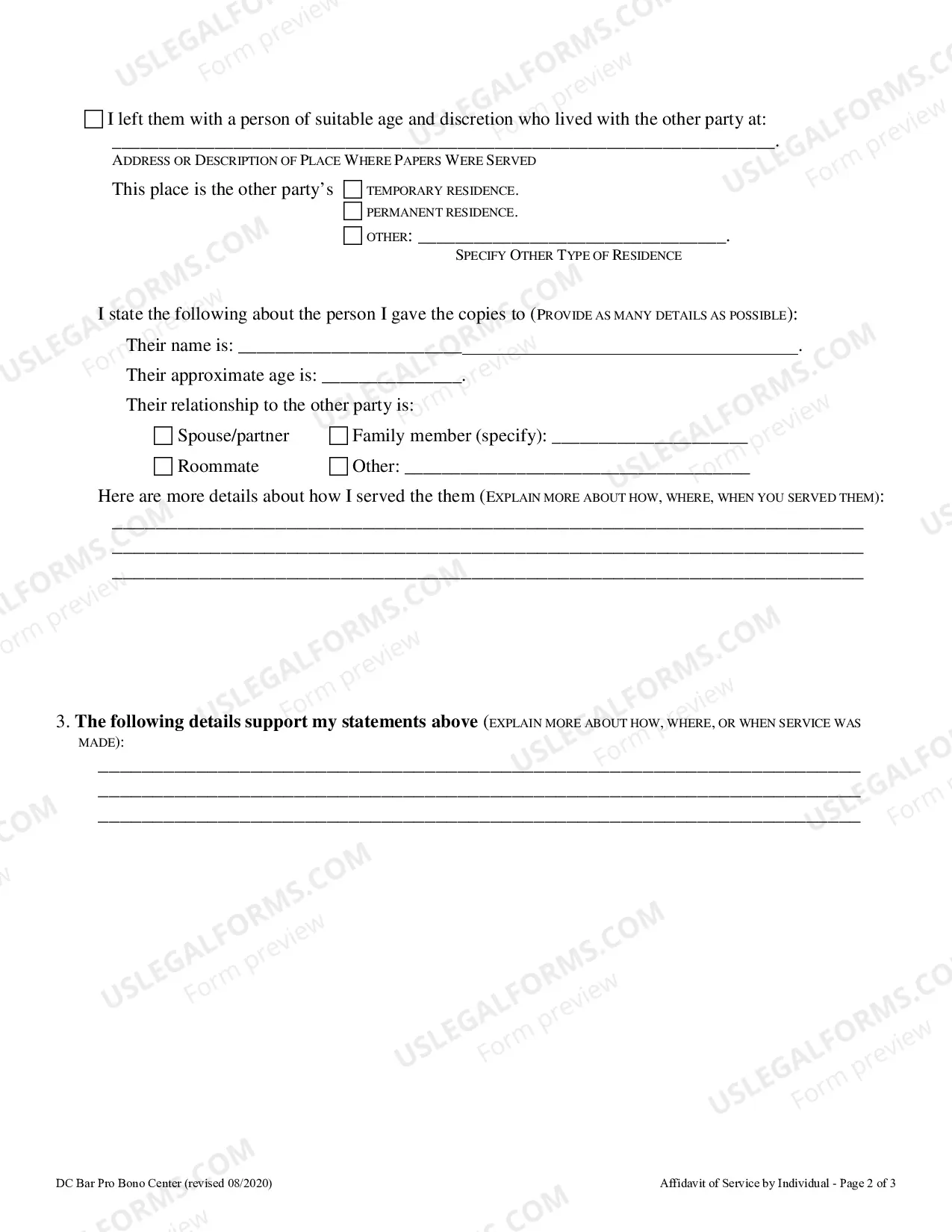Preview Affidavit of Service by Individual