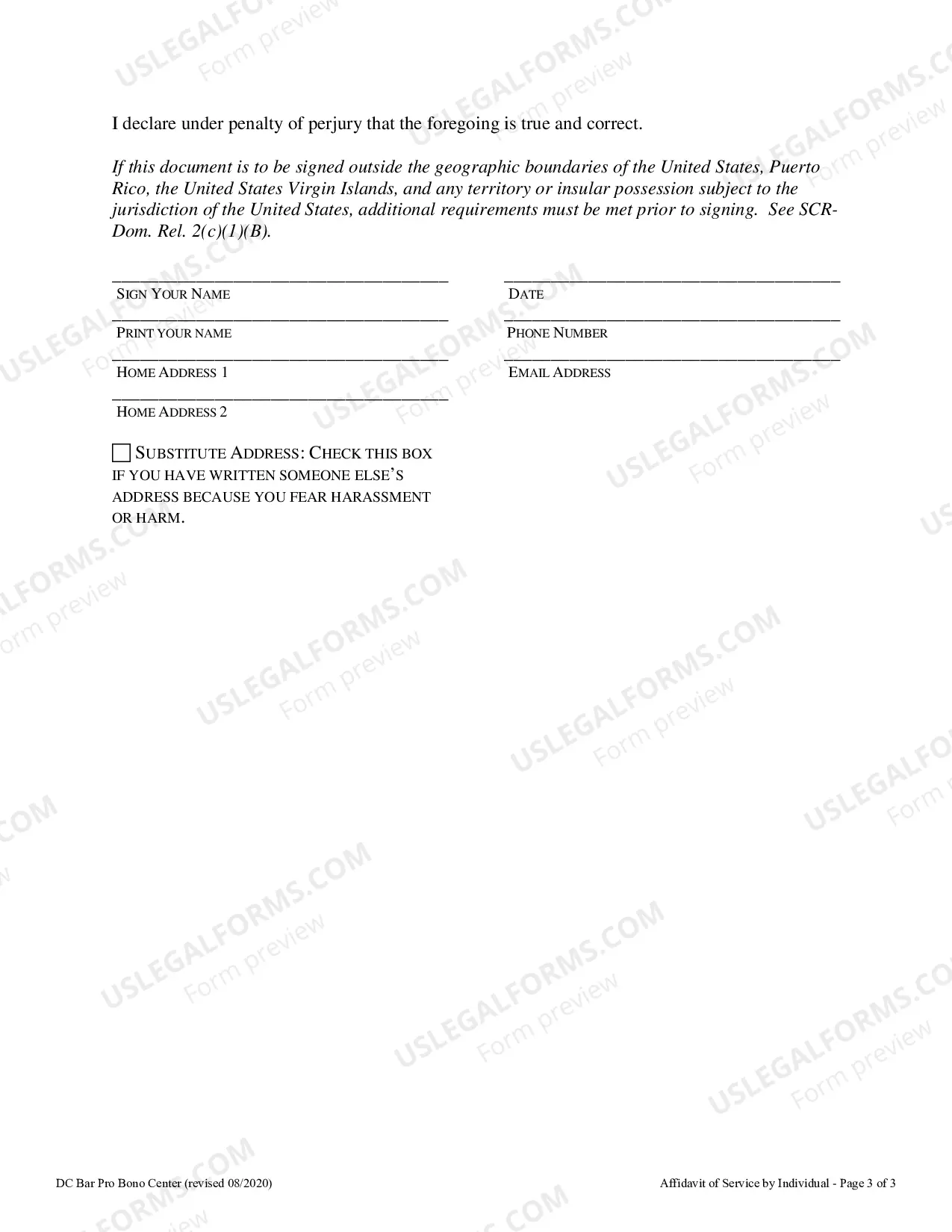Preview Affidavit of Service by Individual