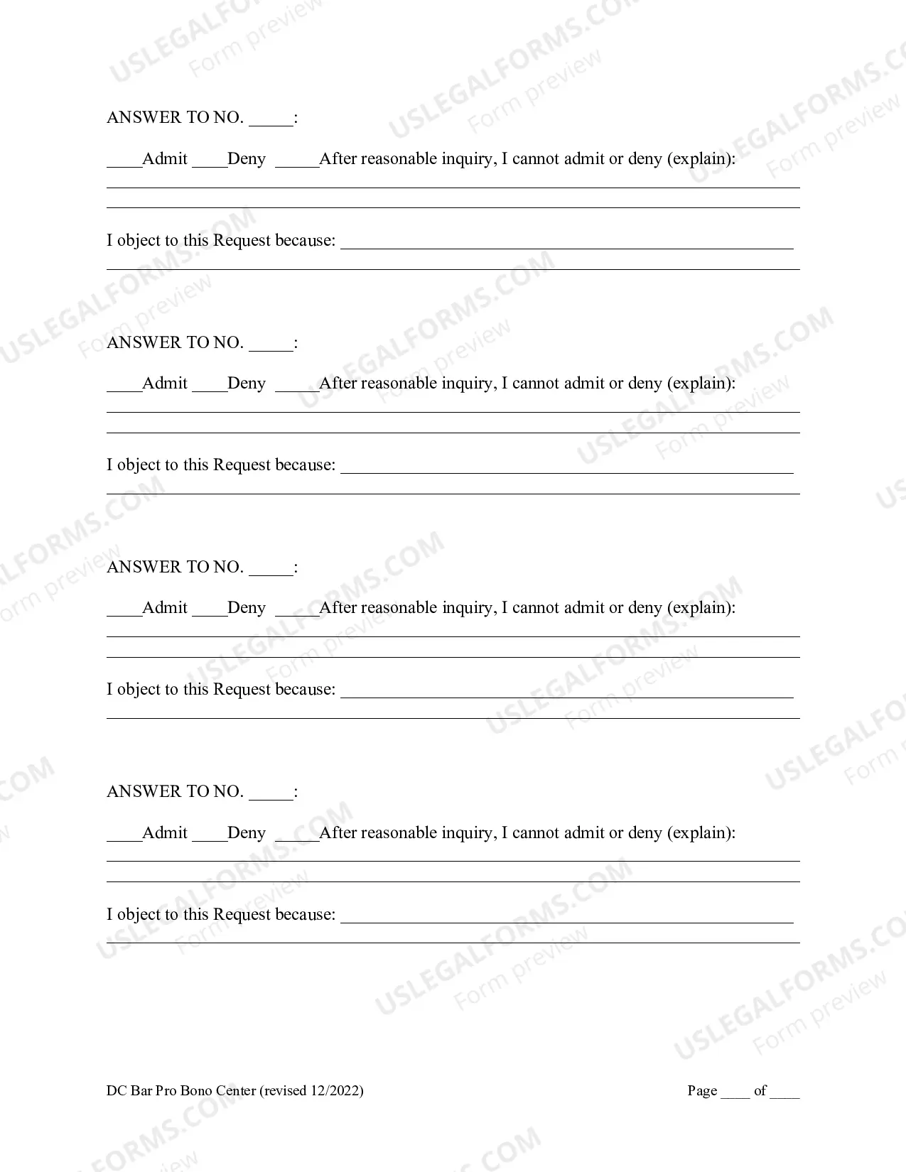 Preview Answers to Requests for Admissions