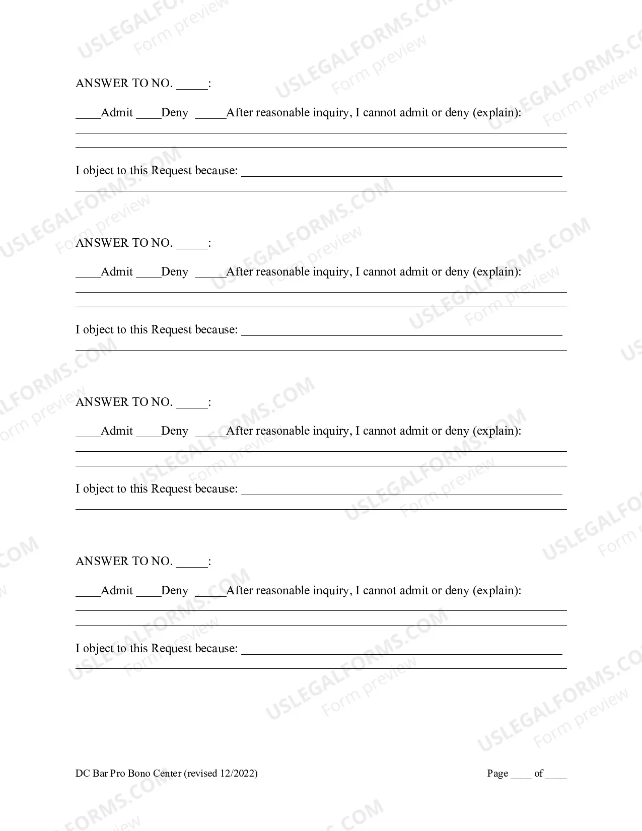 Preview Answers to Requests for Admissions