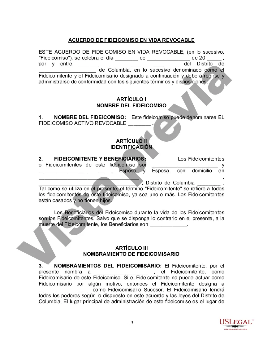 Preview Fideicomiso en vida para esposo y esposa sin hijos