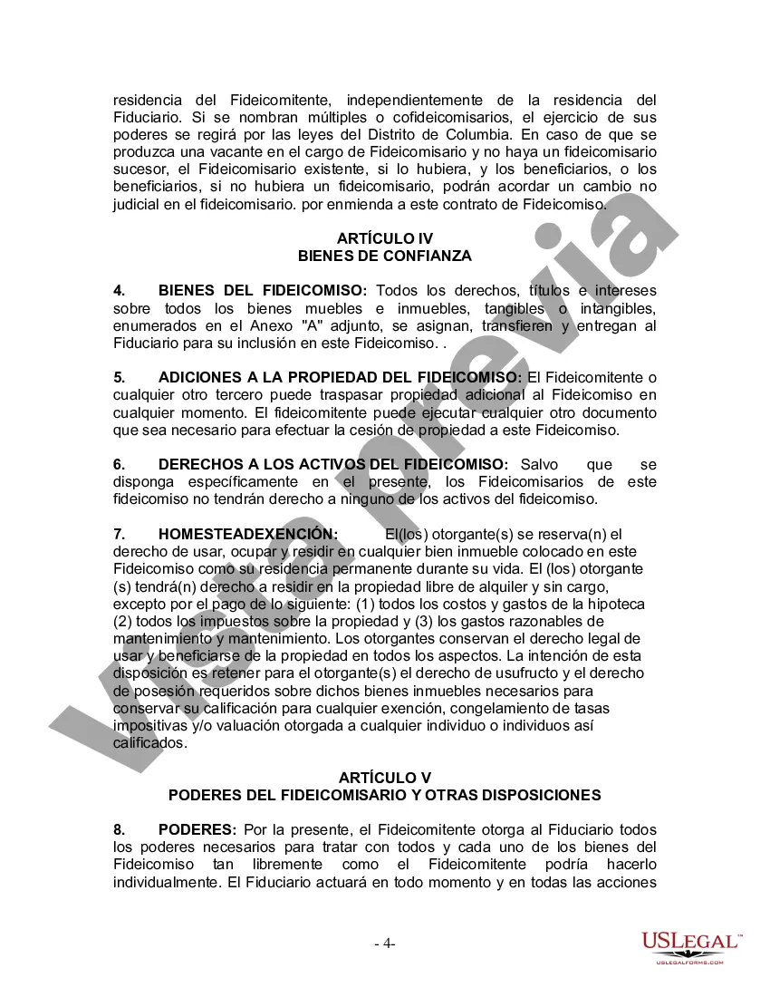 Preview Fideicomiso en vida para esposo y esposa sin hijos