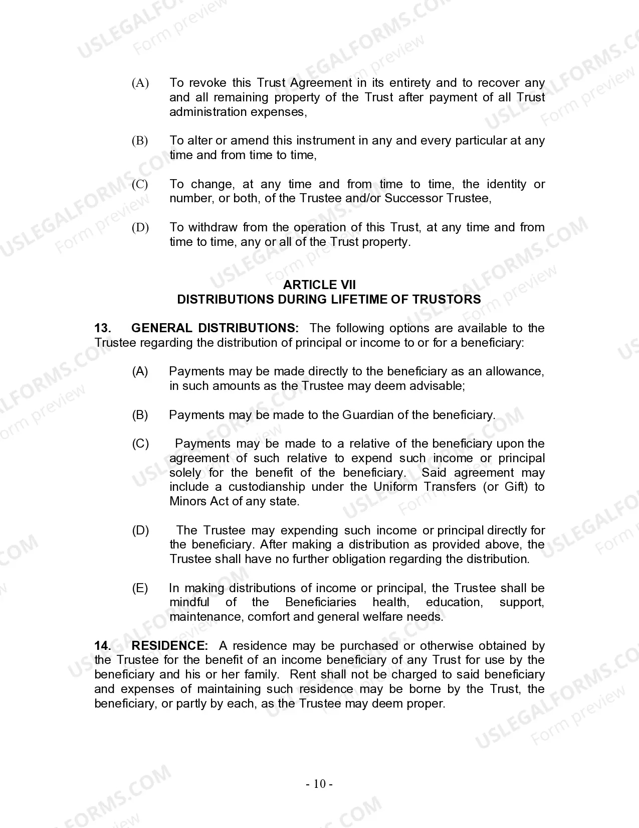 Preview Living Trust for Husband and Wife with No Children