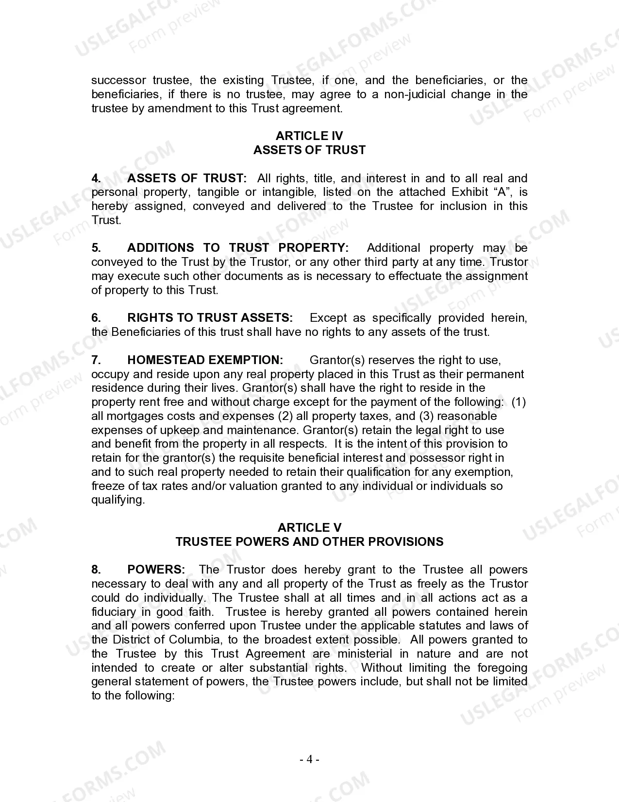 Preview Living Trust for Husband and Wife with No Children