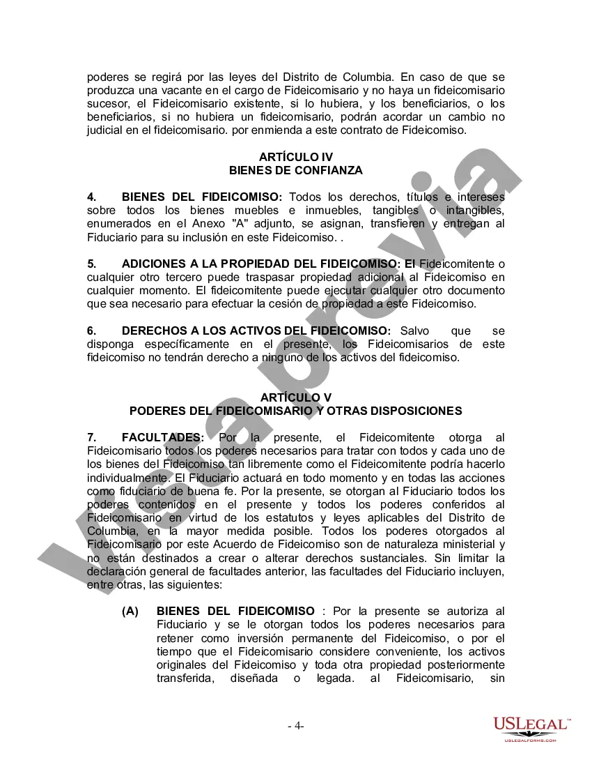 Preview Fideicomiso en Vida para Individuos Solteros, Divorciados o Viudos (o Viudos) sin Hijos