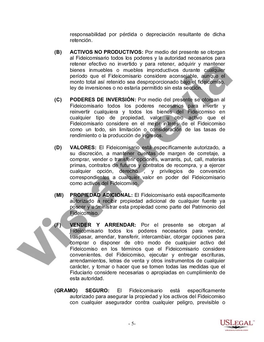 Preview Fideicomiso en Vida para Individuos Solteros, Divorciados o Viudos (o Viudos) sin Hijos