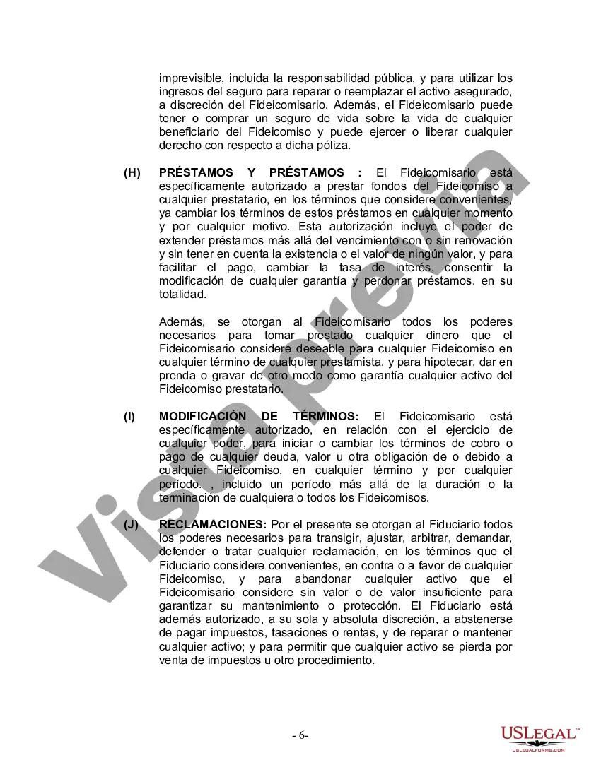 Preview Fideicomiso en Vida para Individuos Solteros, Divorciados o Viudos (o Viudos) sin Hijos