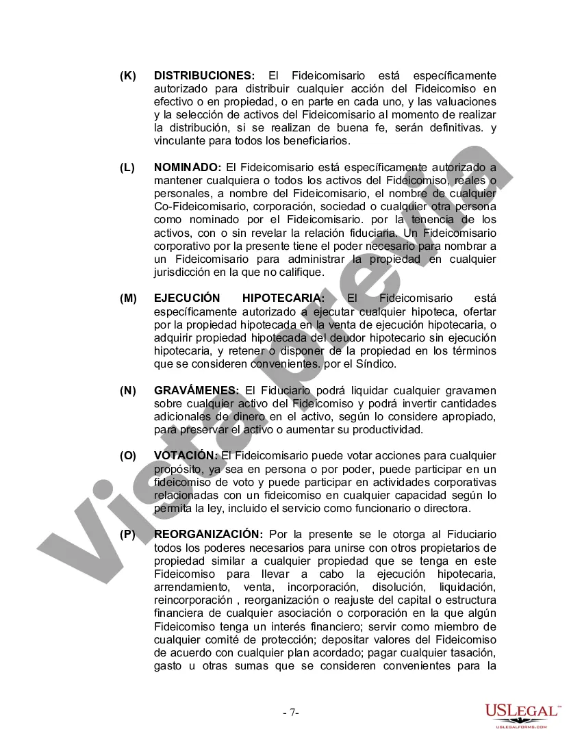 Preview Fideicomiso en Vida para Individuos Solteros, Divorciados o Viudos (o Viudos) sin Hijos