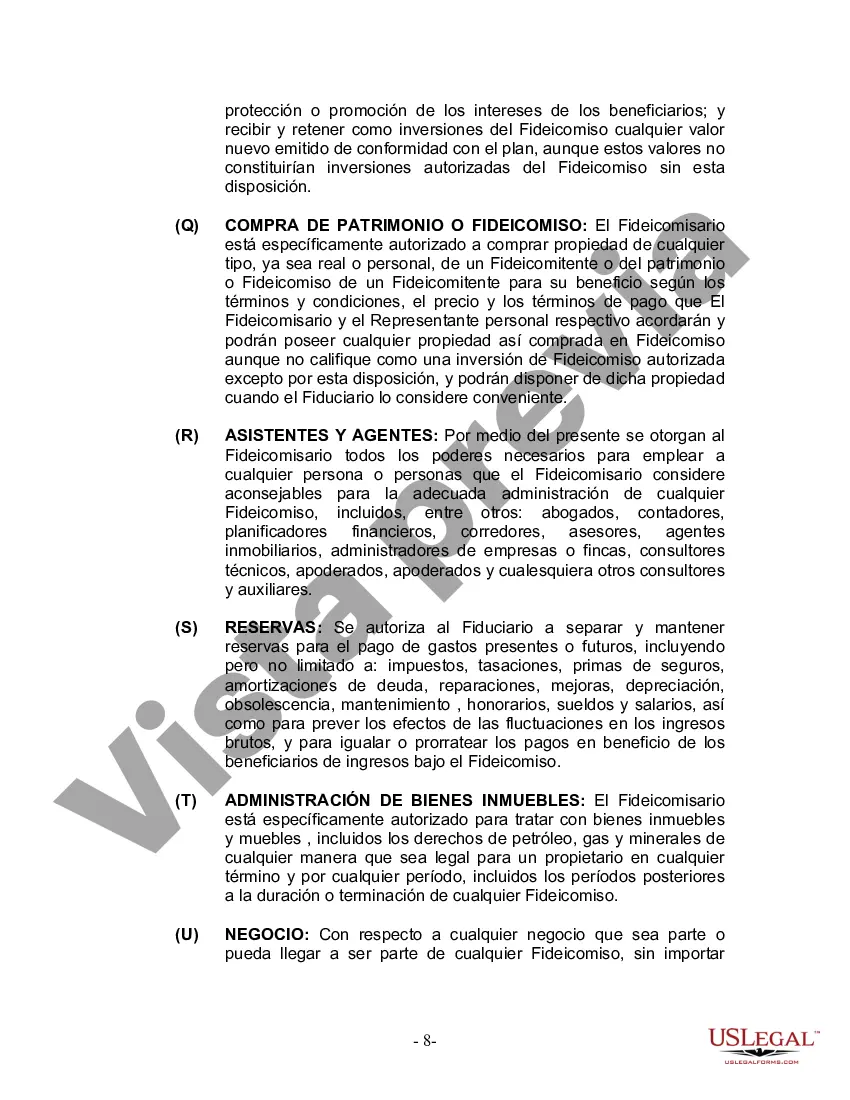 Preview Fideicomiso en Vida para Individuos Solteros, Divorciados o Viudos (o Viudos) sin Hijos