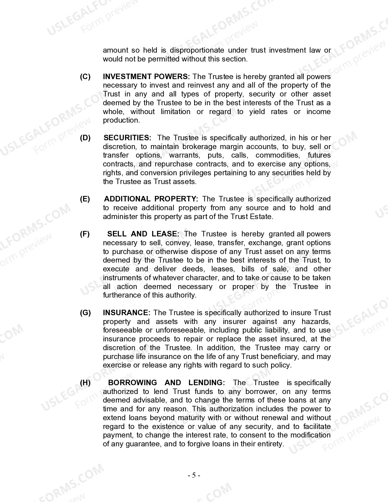 Preview Living Trust for Individual Who is Single, Divorced or Widow (or Widower) with No Children