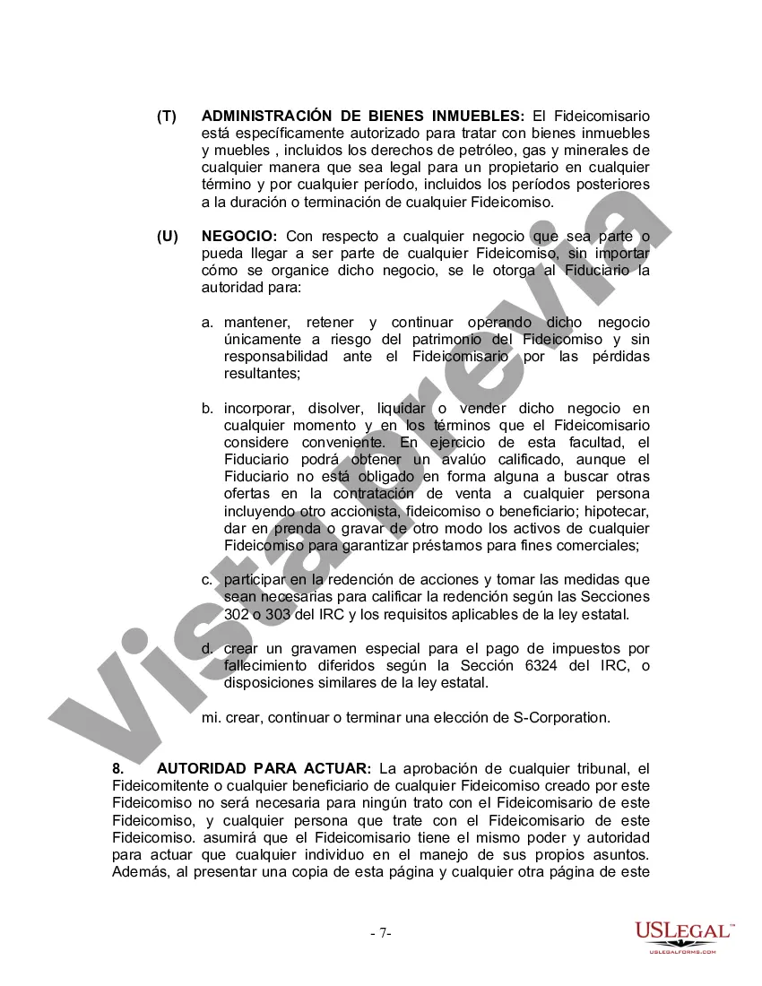 Preview Fideicomiso en Vida para Individuos Solteros, Divorciados o Viudos (o Viudos) con Hijos