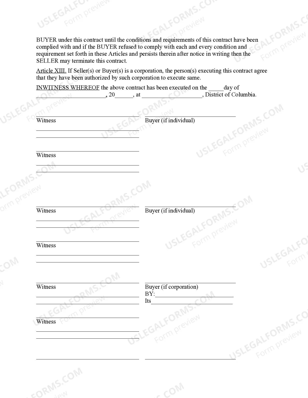 Preview District of Columbia Forest Products Timber Sale Contract