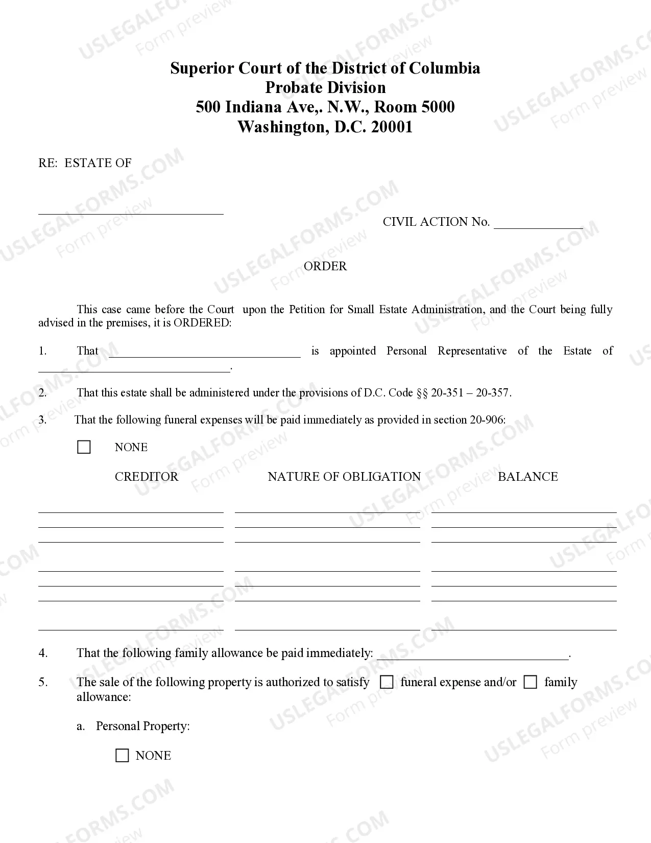 Preview Small Estate Administration Package for Estates under $40,000