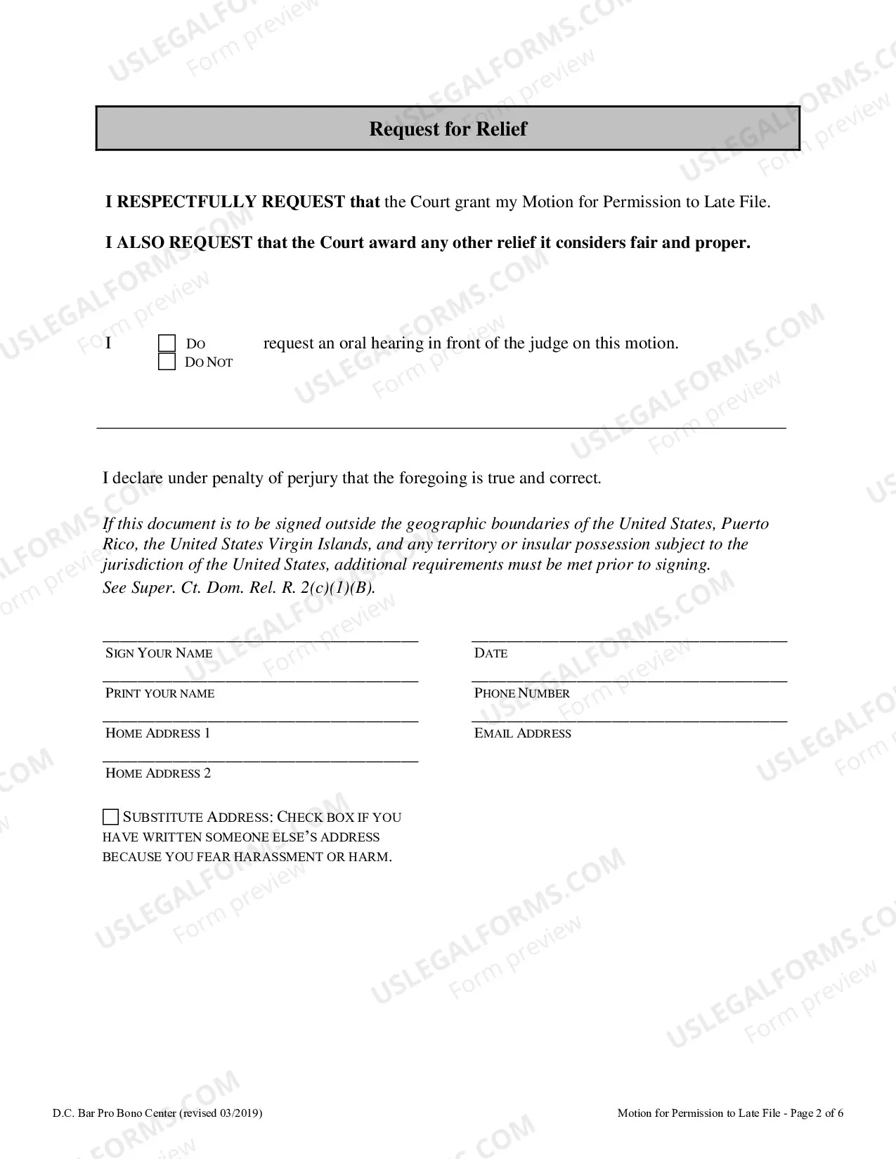 Preview Motion for Permission to Late File