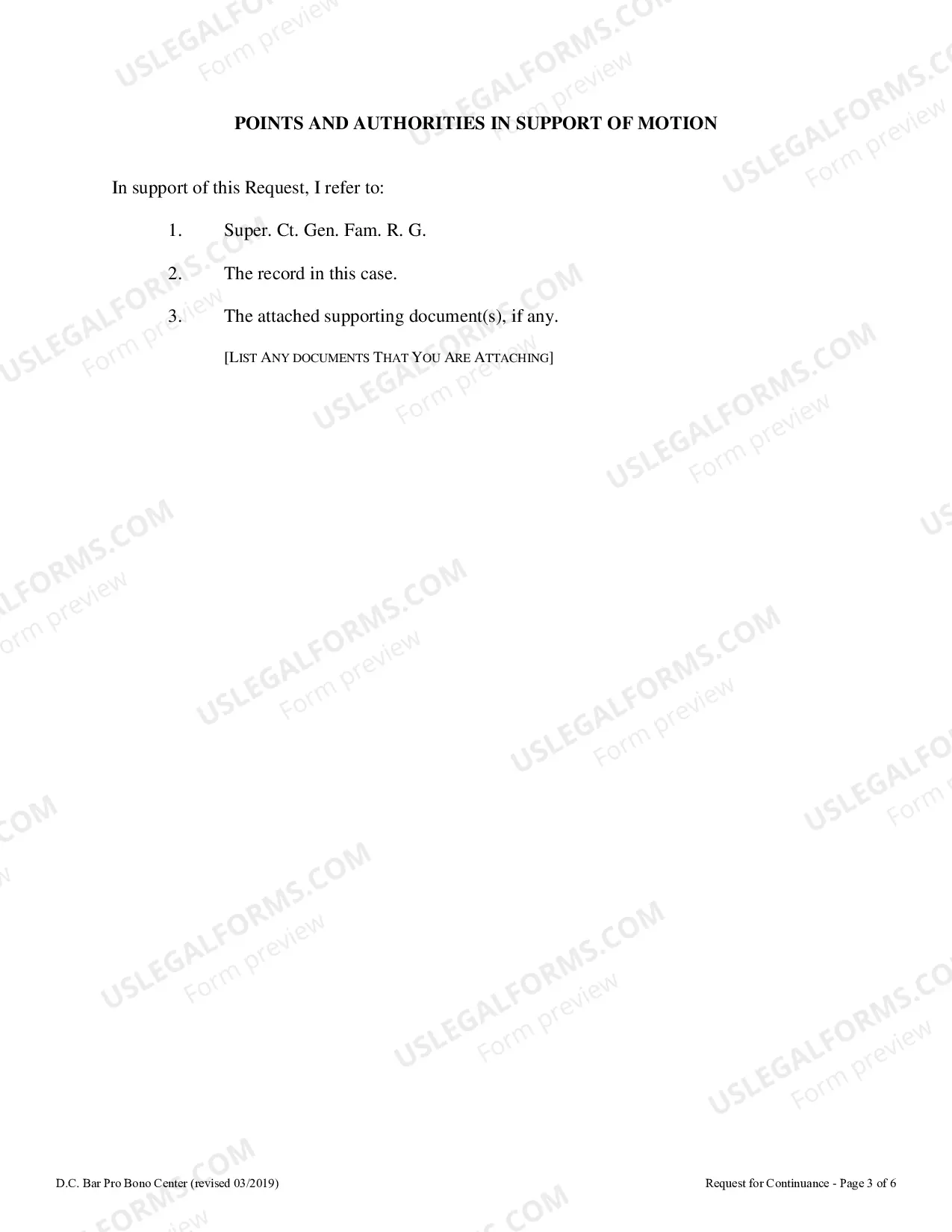 Preview Request for Continuance