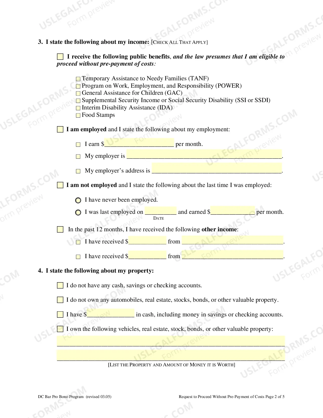 Preview Request To Proceed Without Pre-Payment of Costs