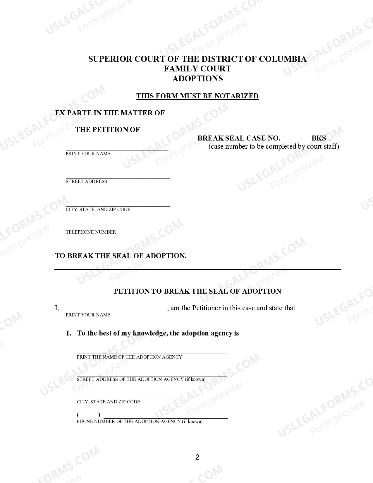 Preview Petition to Break Seal of Adoption