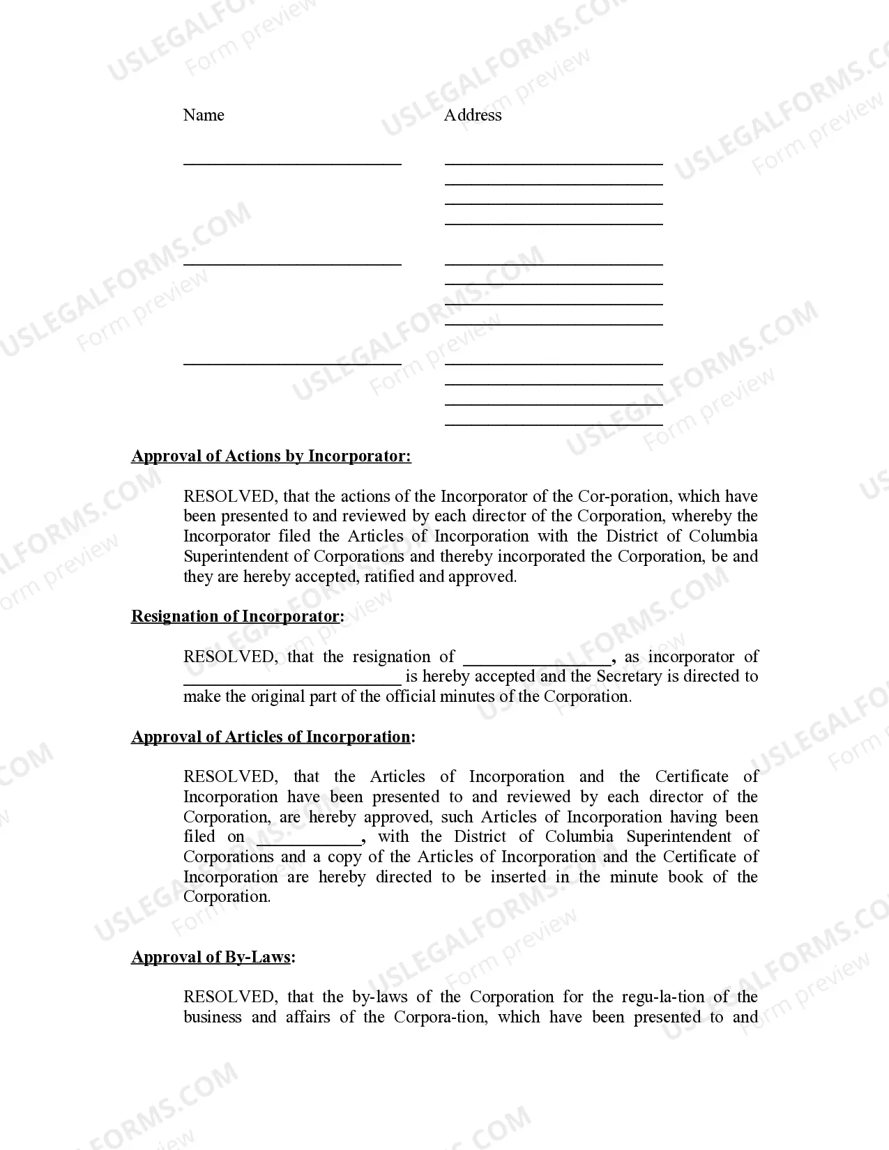 Preview Minutes for Organizational Meeting
