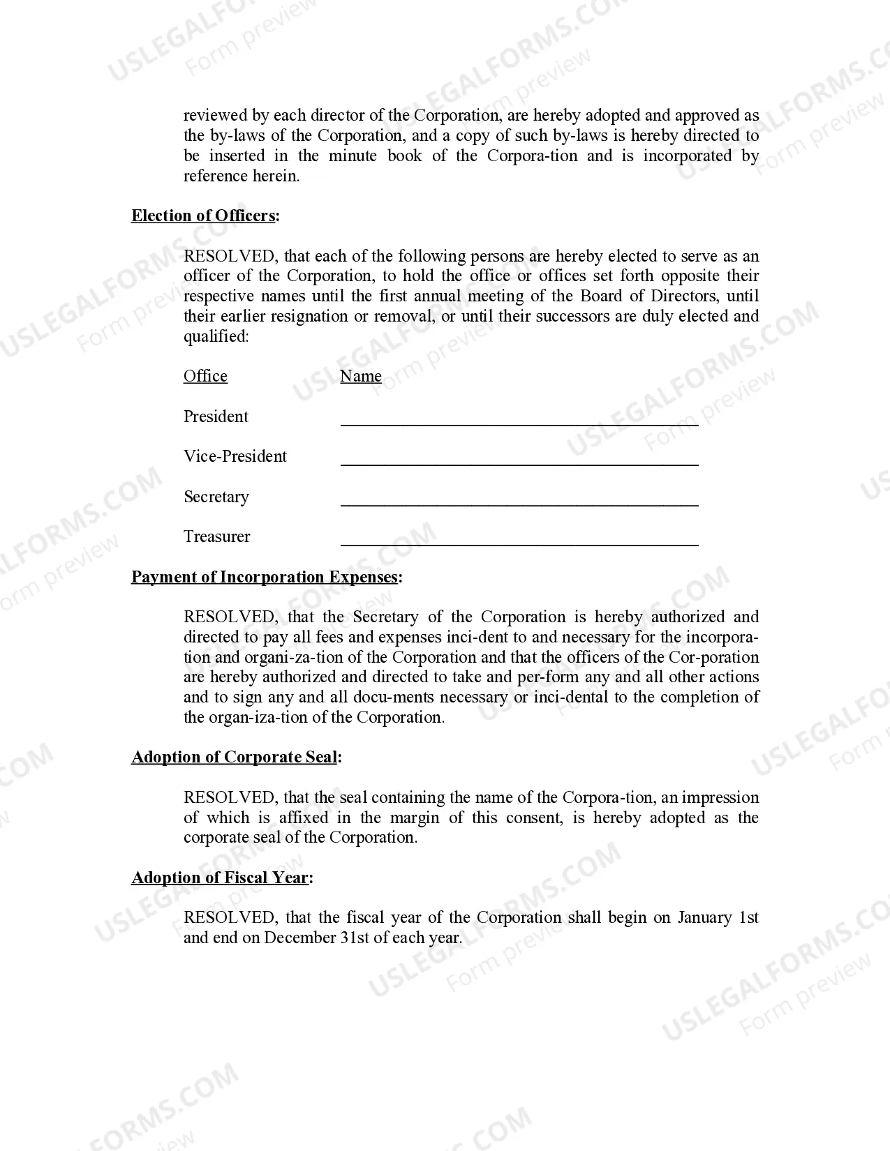 Preview Minutes for Organizational Meeting