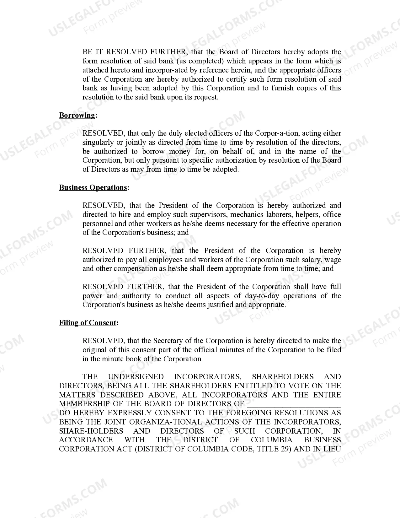 Preview Minutes for Organizational Meeting