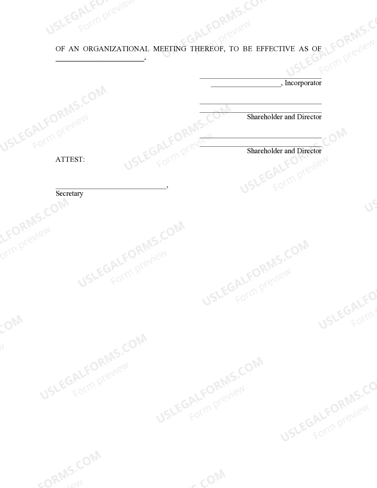 Preview Minutes for Organizational Meeting