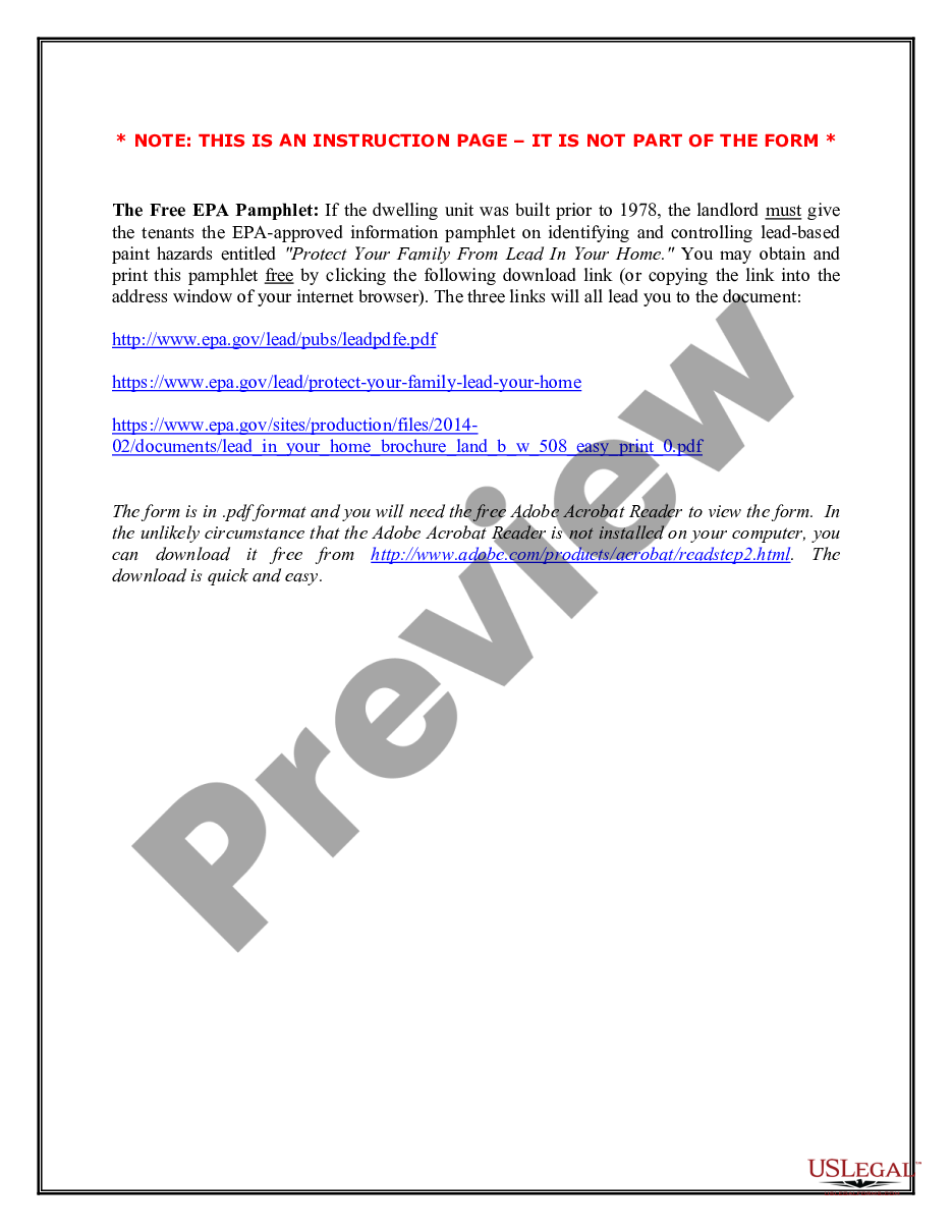 page 1 Lead Based Paint Disclosure for Rental Transaction preview