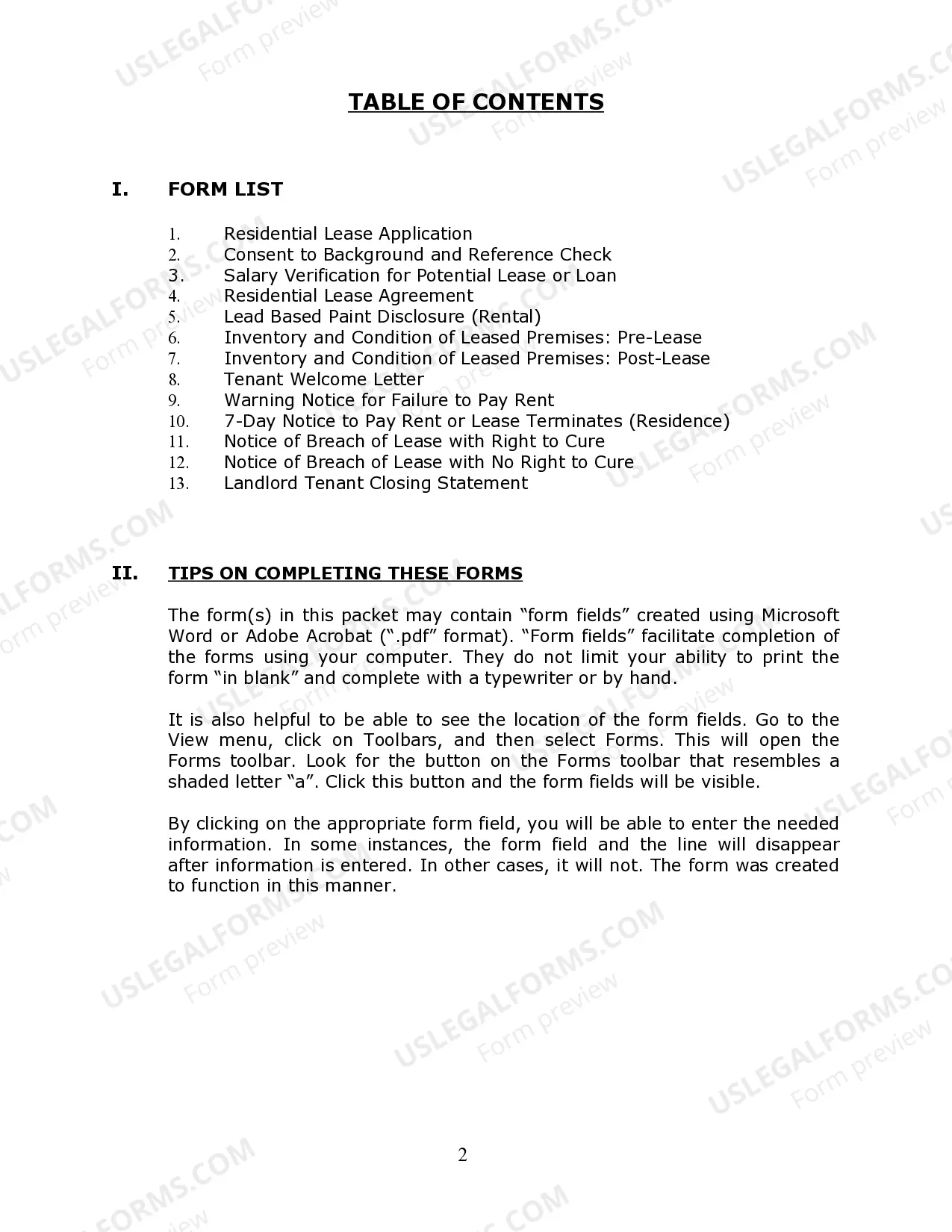 Preview District of Columbia Residential Landlord Tenant Rental Lease Forms and Agreements Package