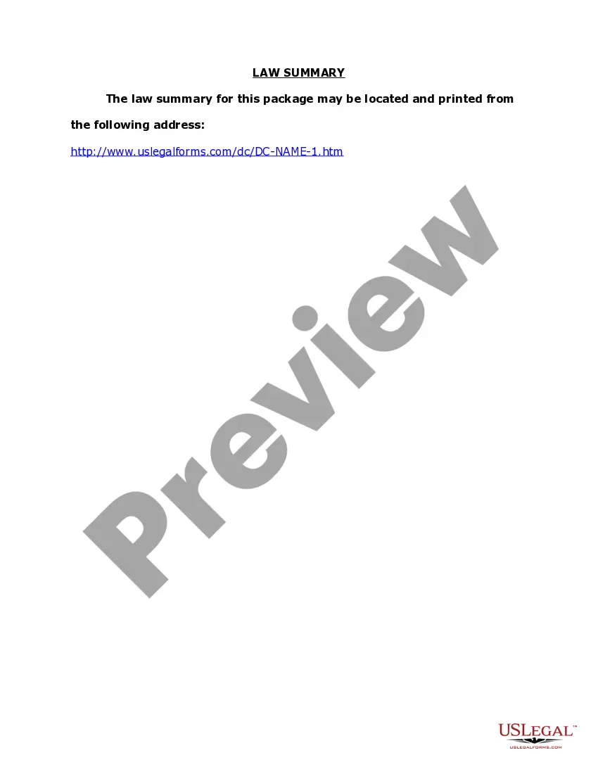 Preview District of Columbia Name Change Instructions and Forms Package for an Adult