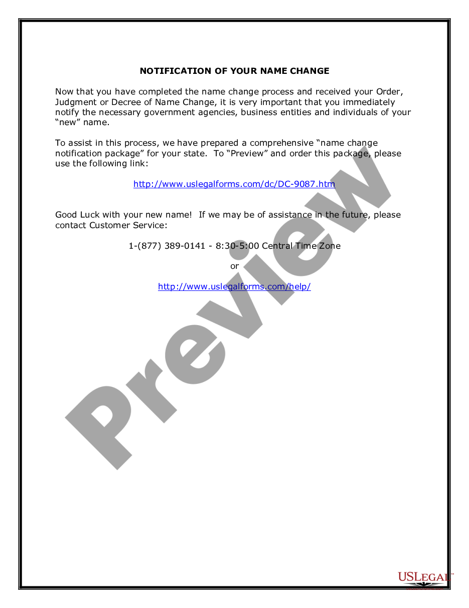 form District of Columbia Name Change Instructions and Forms Package for Minor preview